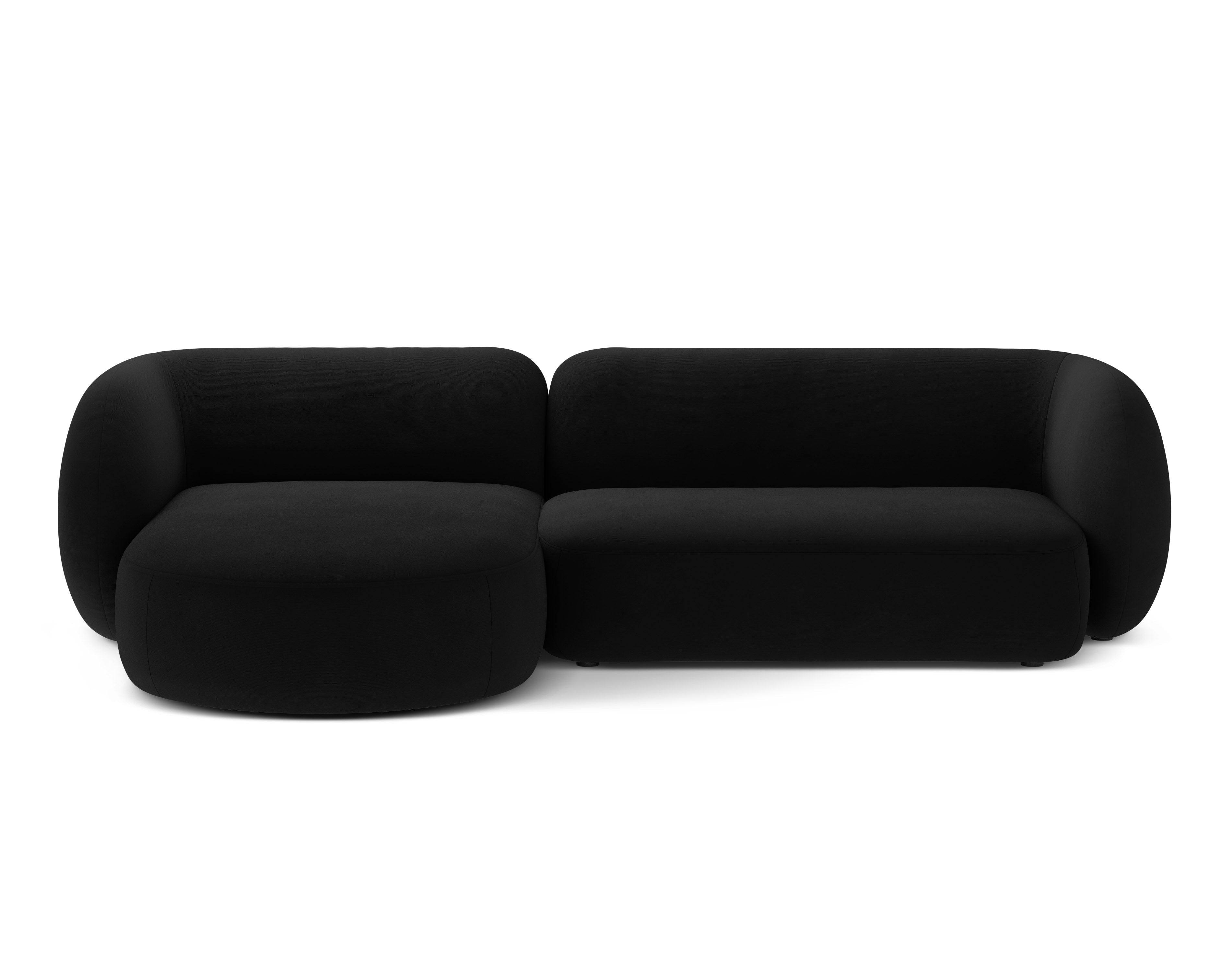 Kate Left-Facing Velvet Sofa for Three - Black