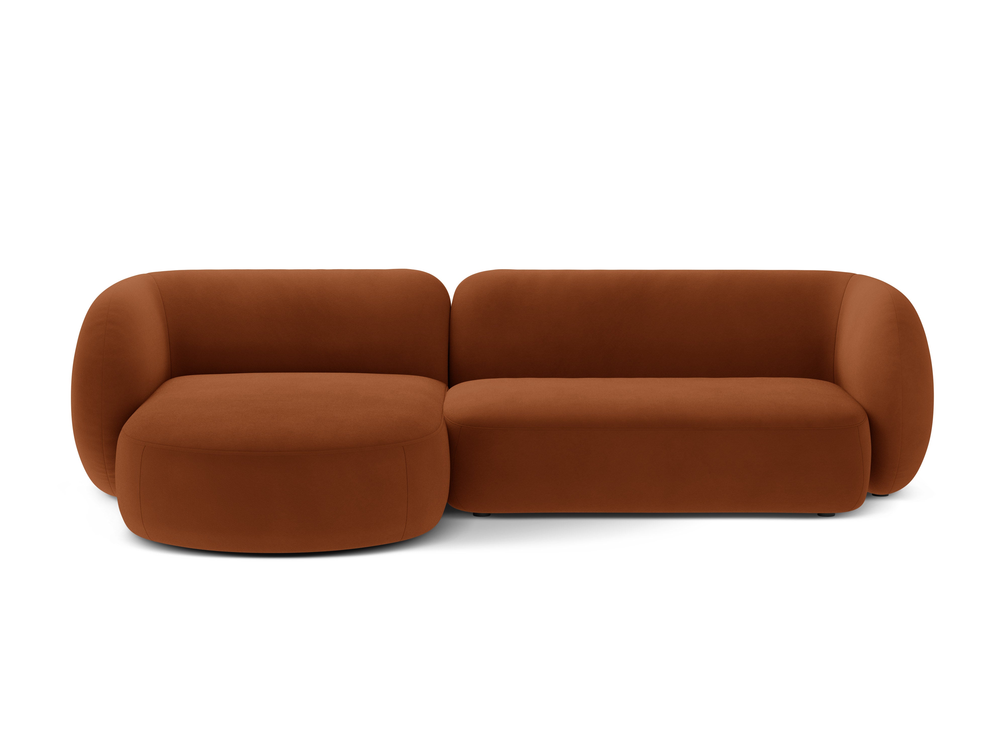 Left-facing velvet corner sofa 3-seater KATE terracotta