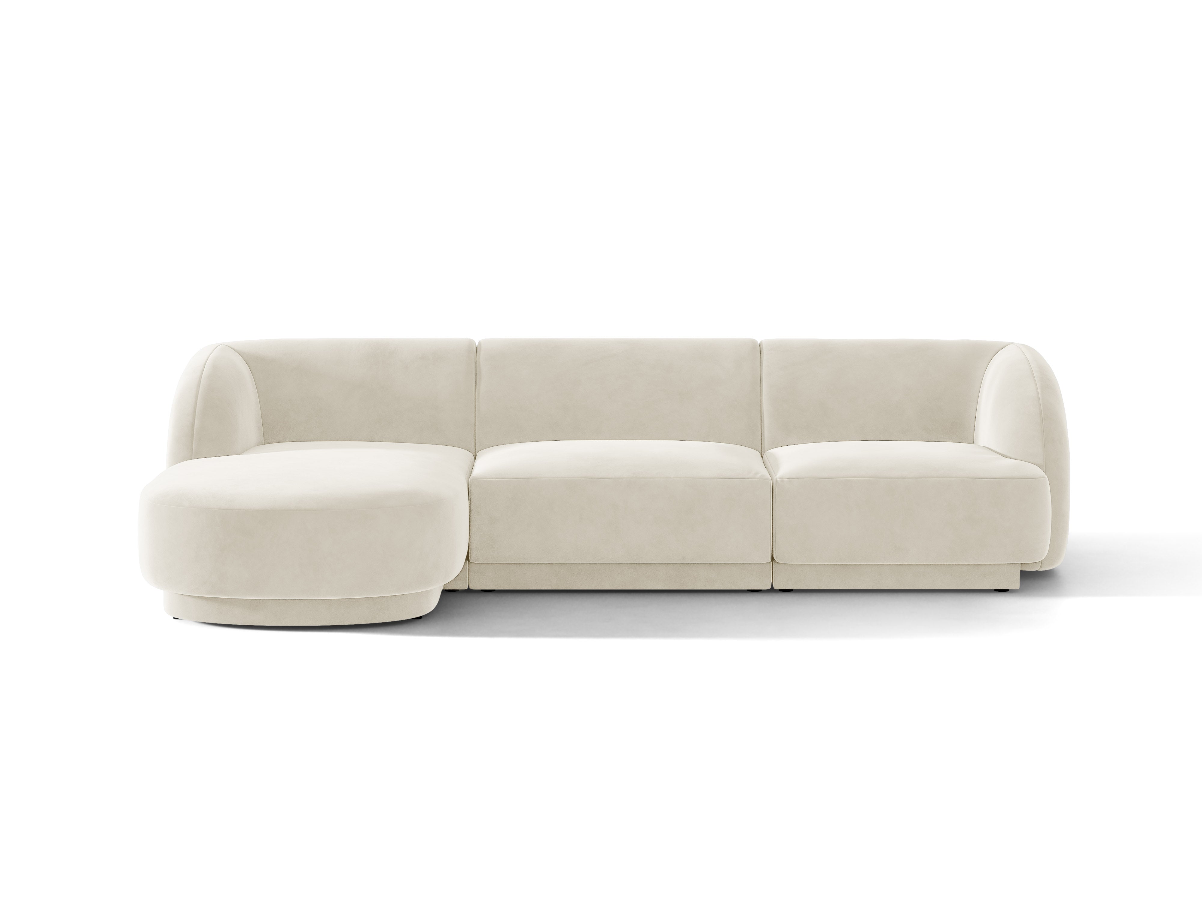 Velvet corner sofa for 4 people, left-sided, MILEY in beige