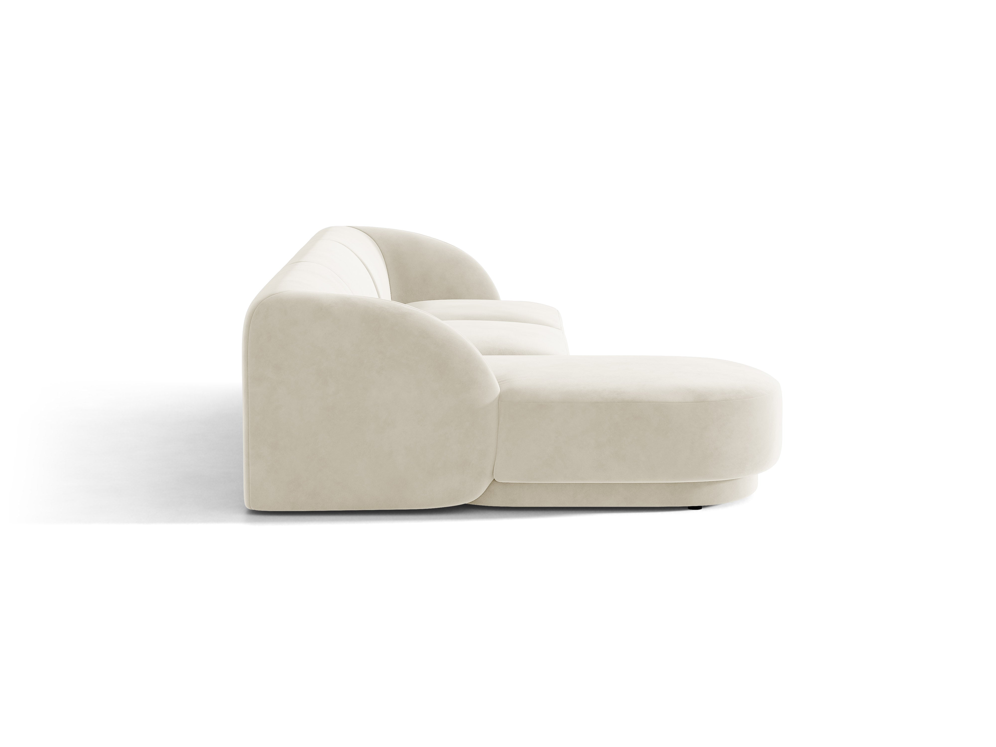 Velvet corner sofa for 4 people, left-sided, MILEY in beige