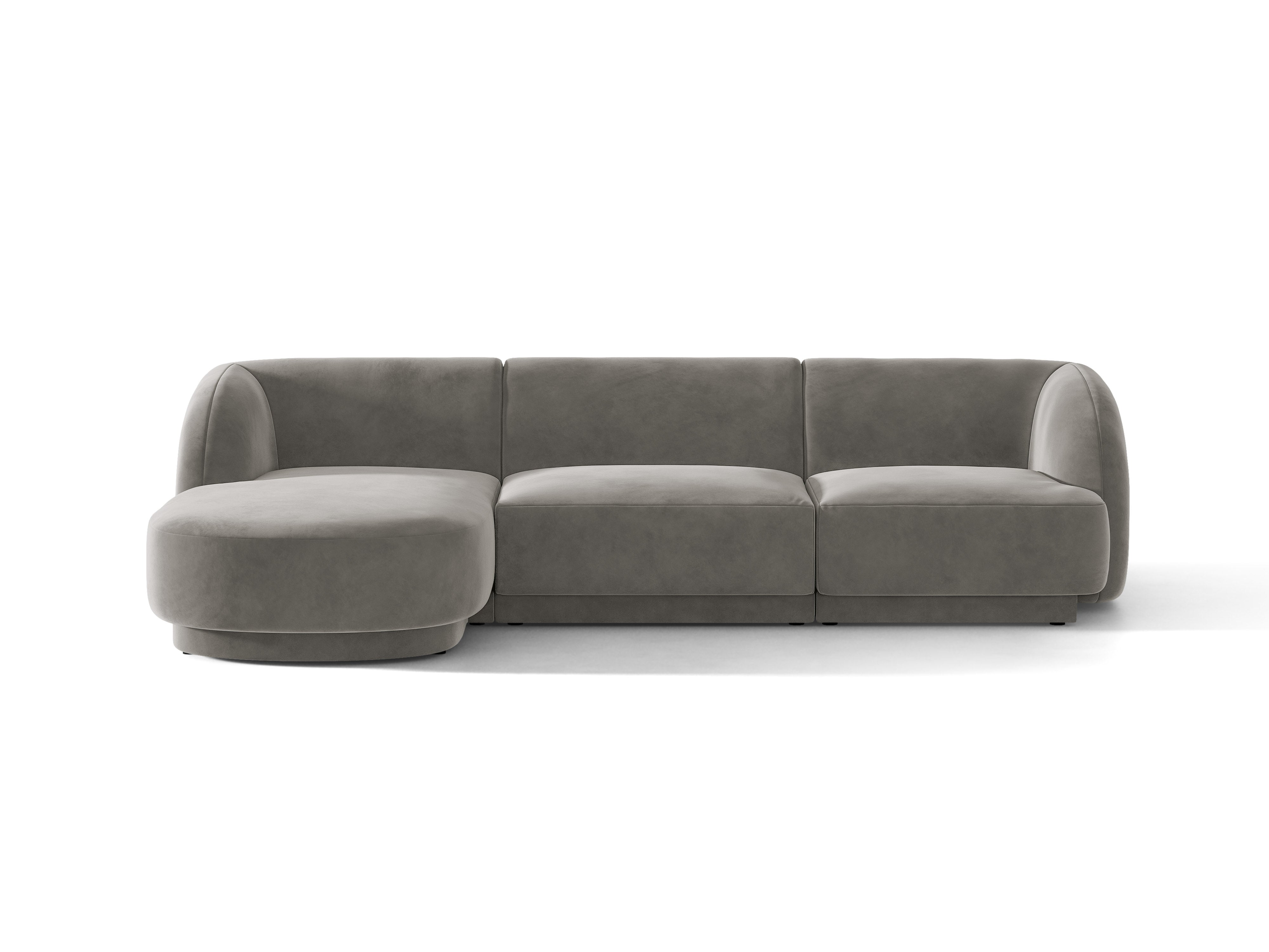 Velvet corner sofa for 4 people, left-sided, MILEY light gray