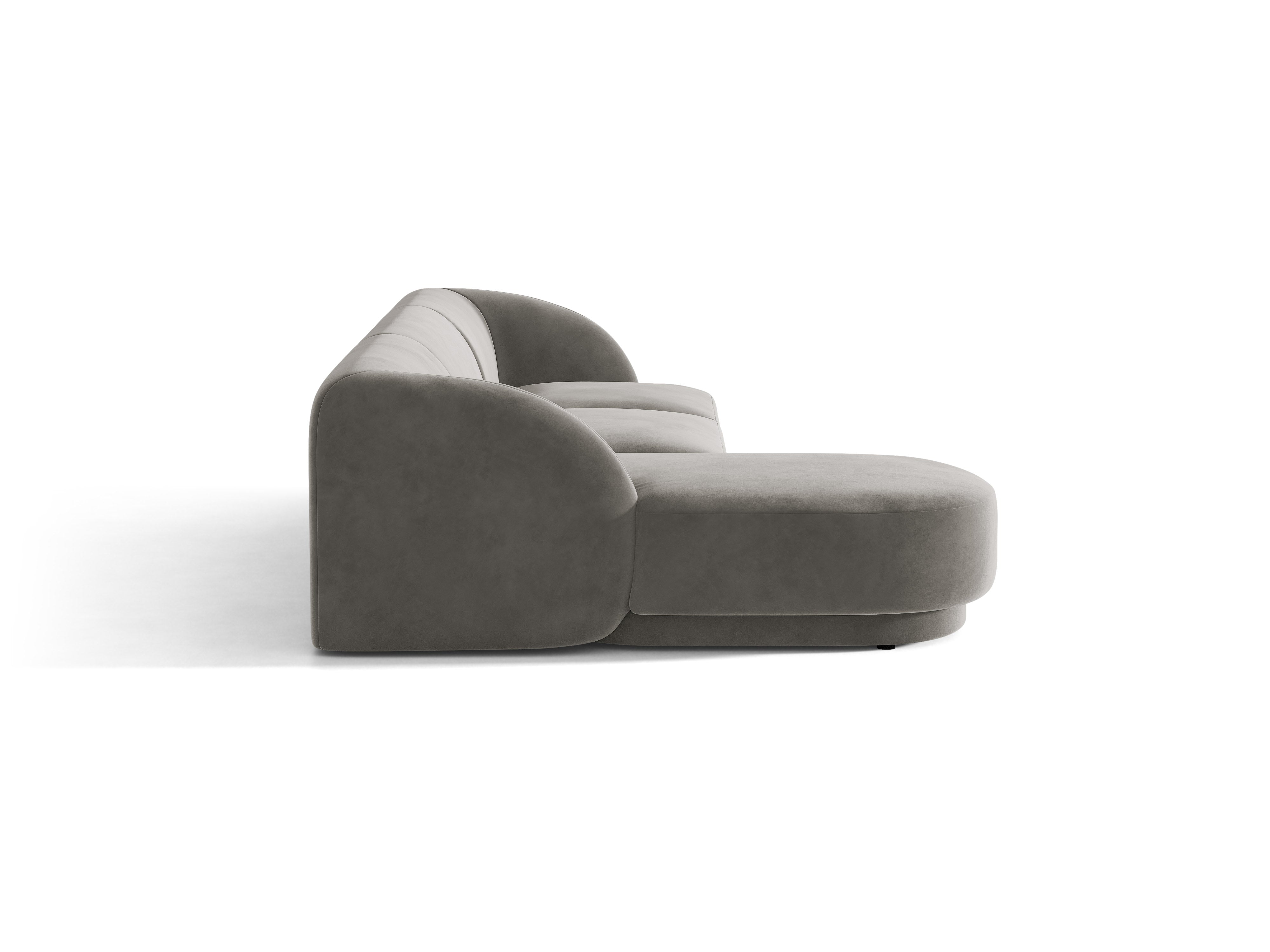 Velvet corner sofa for 4 people, left-sided, MILEY light gray