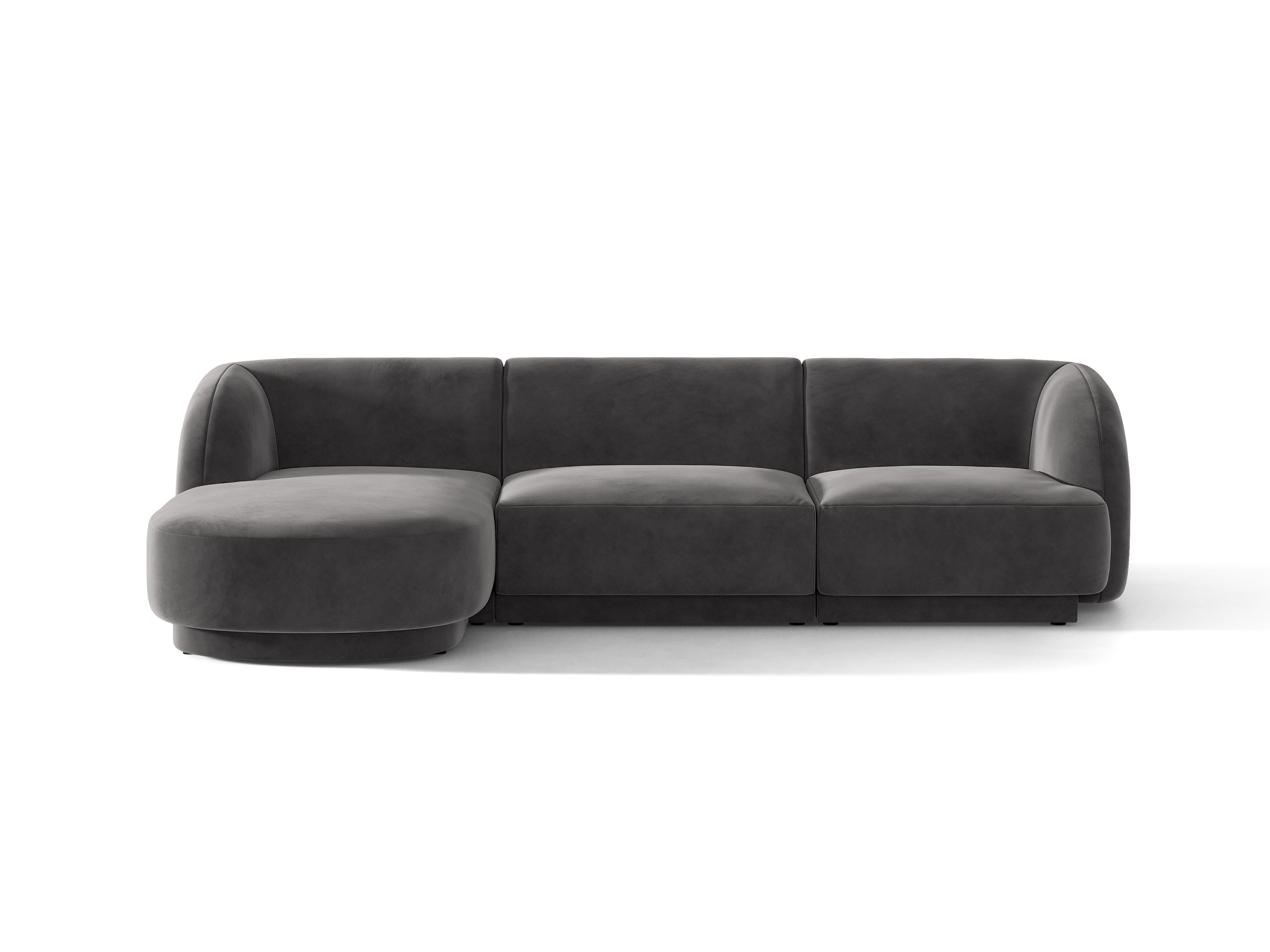 Velvet corner sofa for 4 people, left-sided, MILEY, dark gray