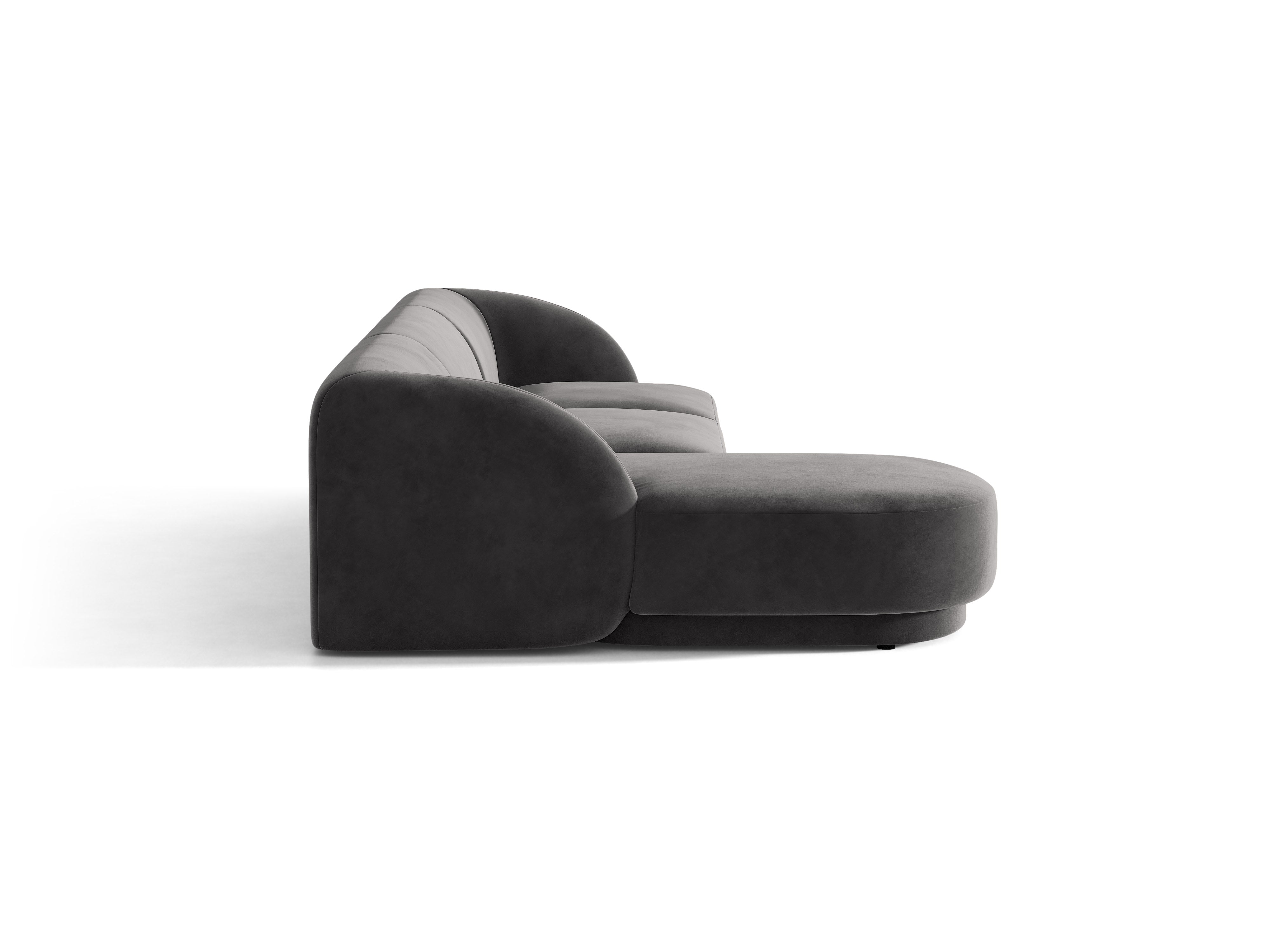 Velvet corner sofa for 4 people, left-sided, MILEY, dark gray