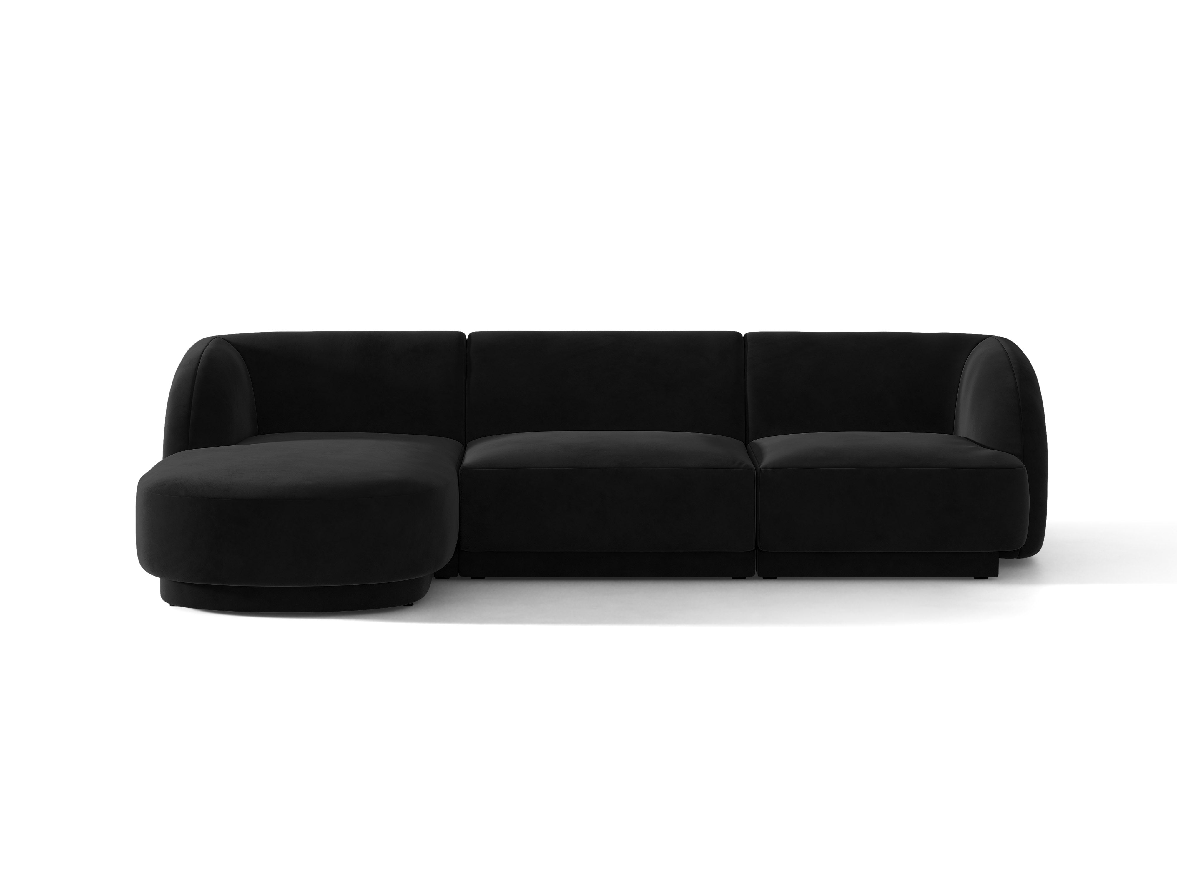 Velvet corner sofa for 4 people, left-sided MILEY black