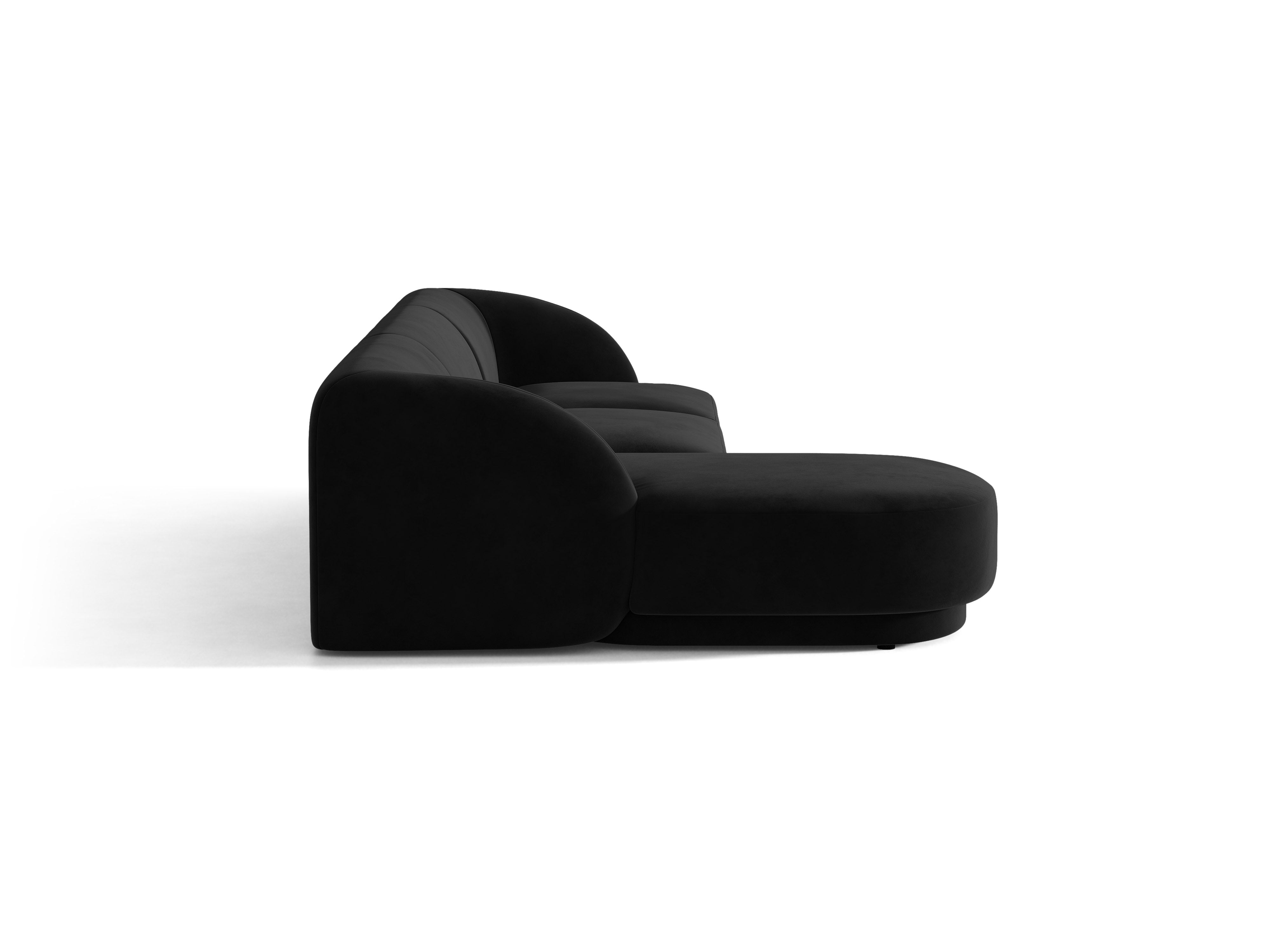 Velvet corner sofa for 4 people, left-sided MILEY black