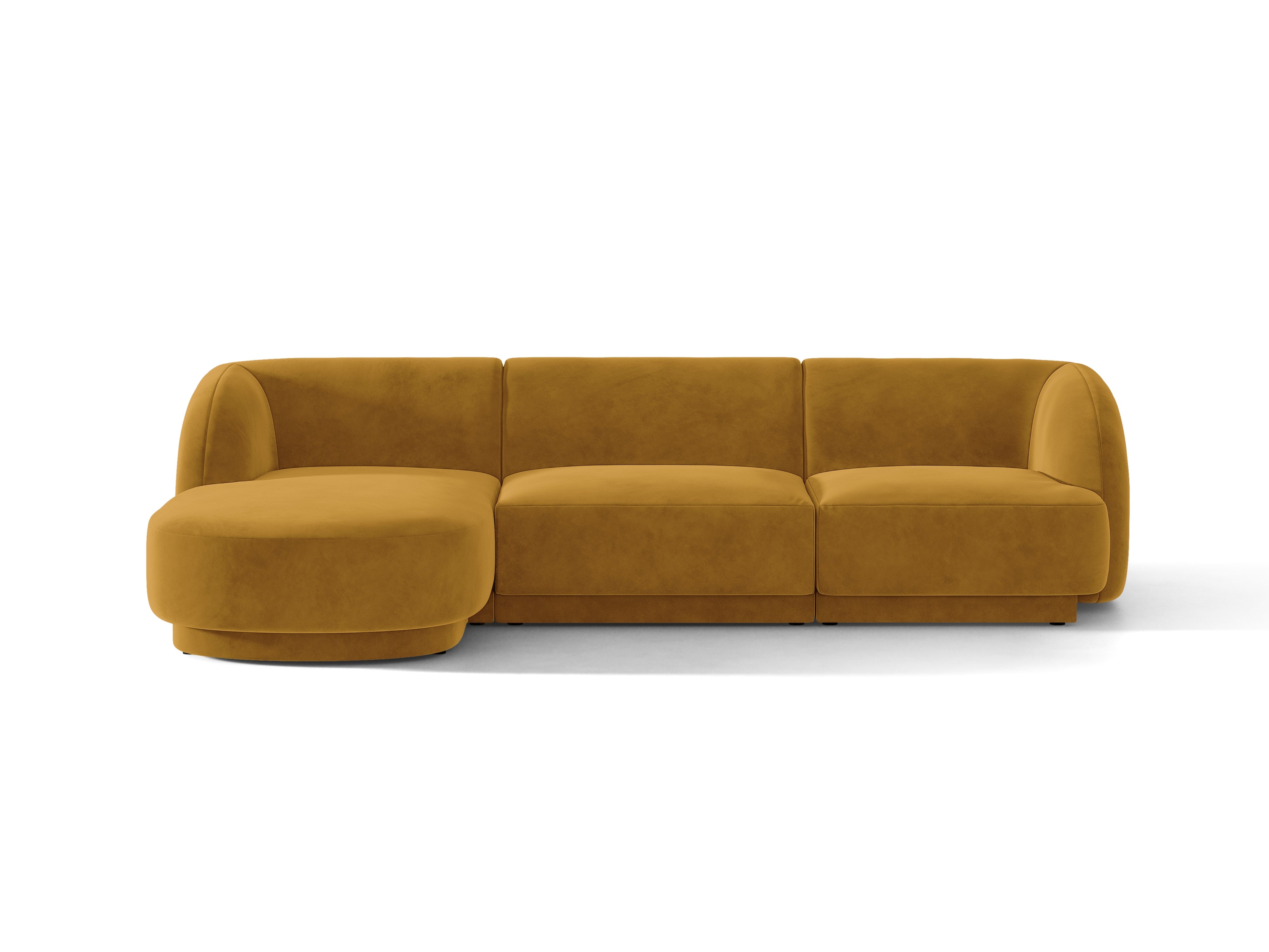 Velvet corner sofa for 4 people, left-sided, MILEY, yellow