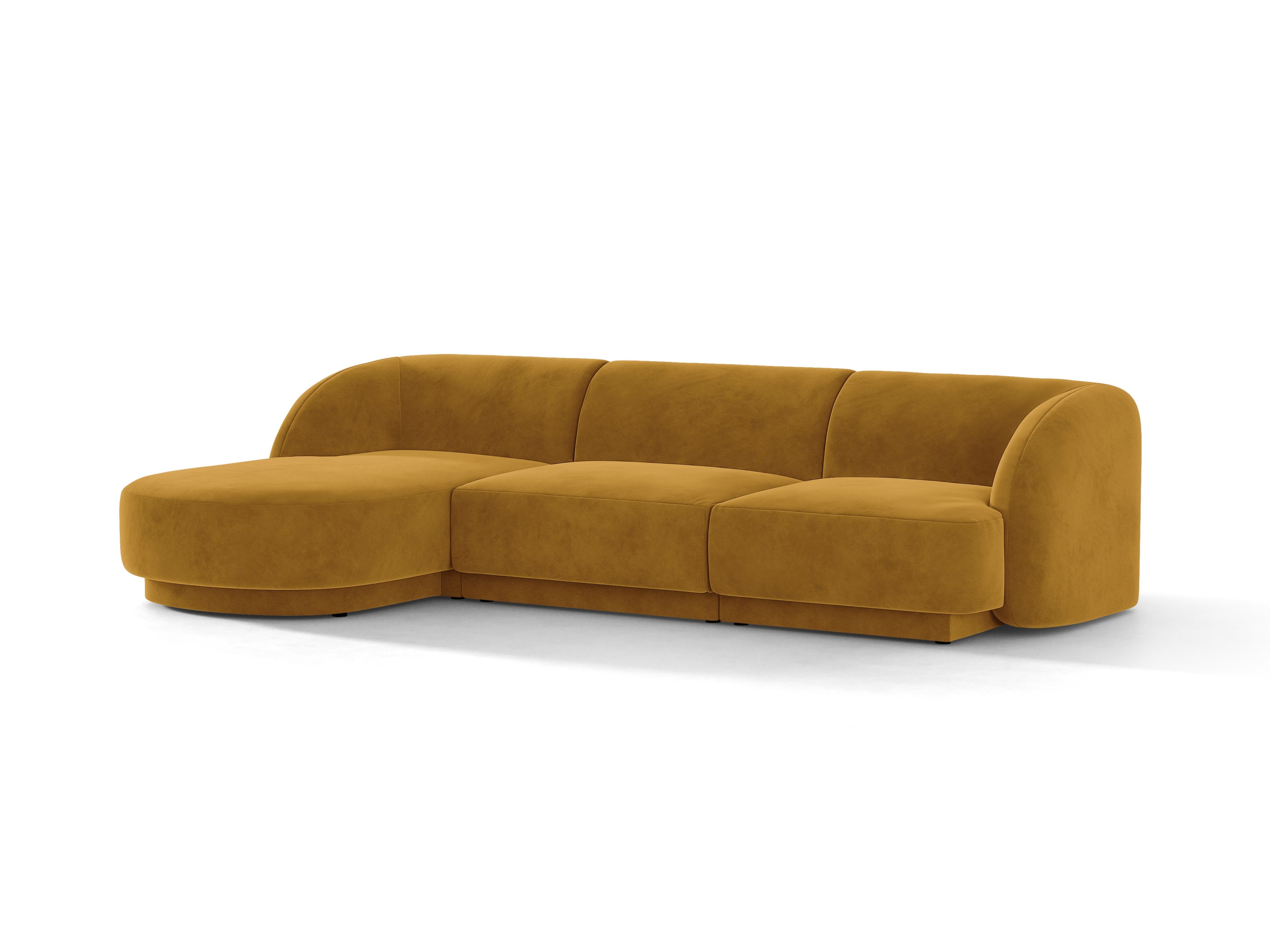 Velvet corner sofa for 4 people, left-sided, MILEY, yellow