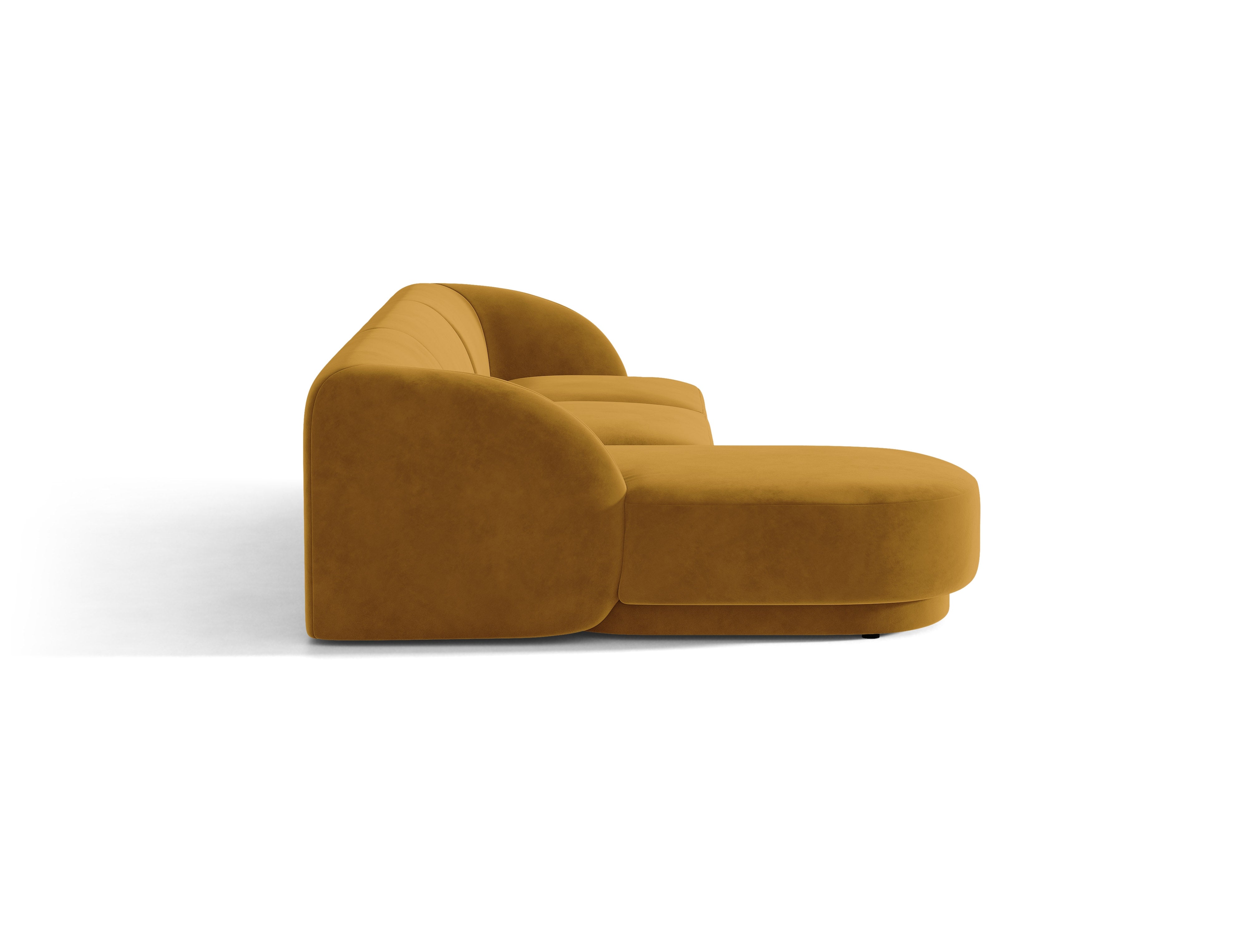 Velvet corner sofa for 4 people, left-sided, MILEY, yellow