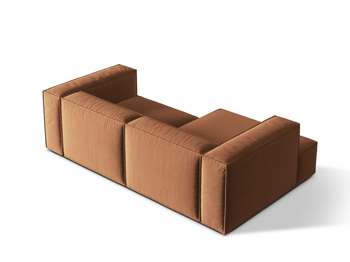 Narożnik aksamitny 3-osobowy lewostronny NURIA miodowy – detal tkaniny