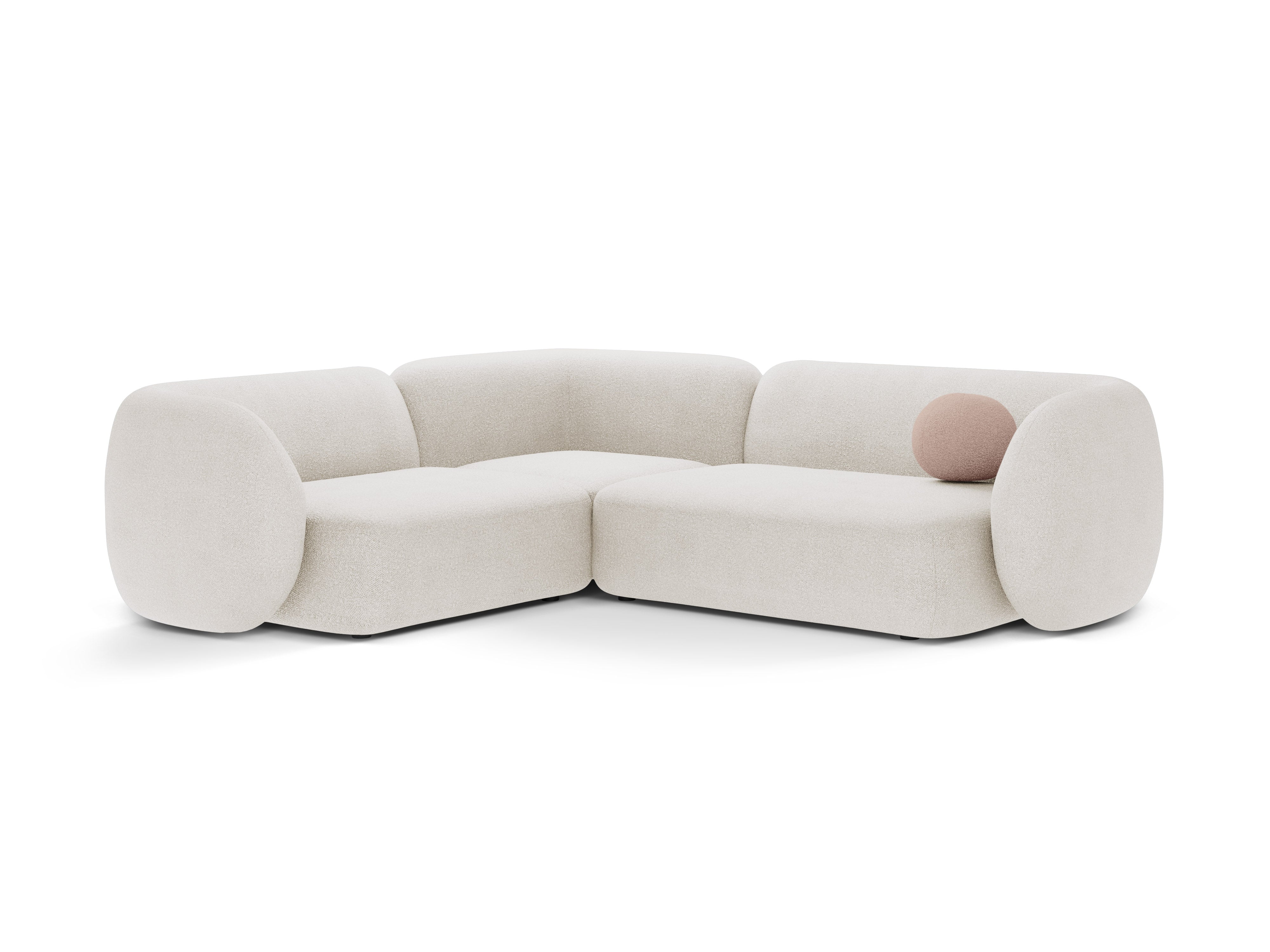 Left-facing 4-seater sofa KATE white boucle