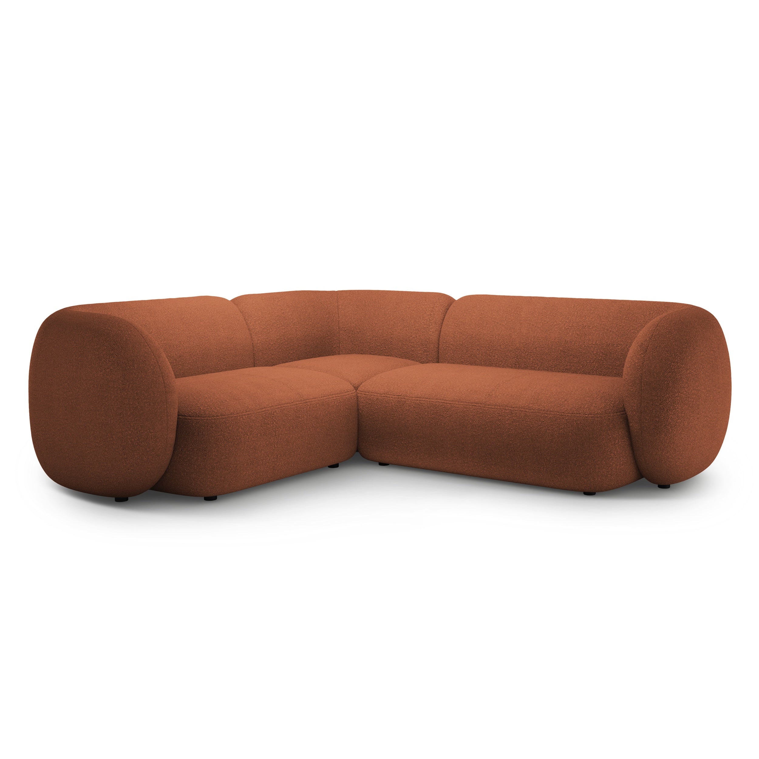 Left-sided corner sofa for 4 people KATE terracotta boucle