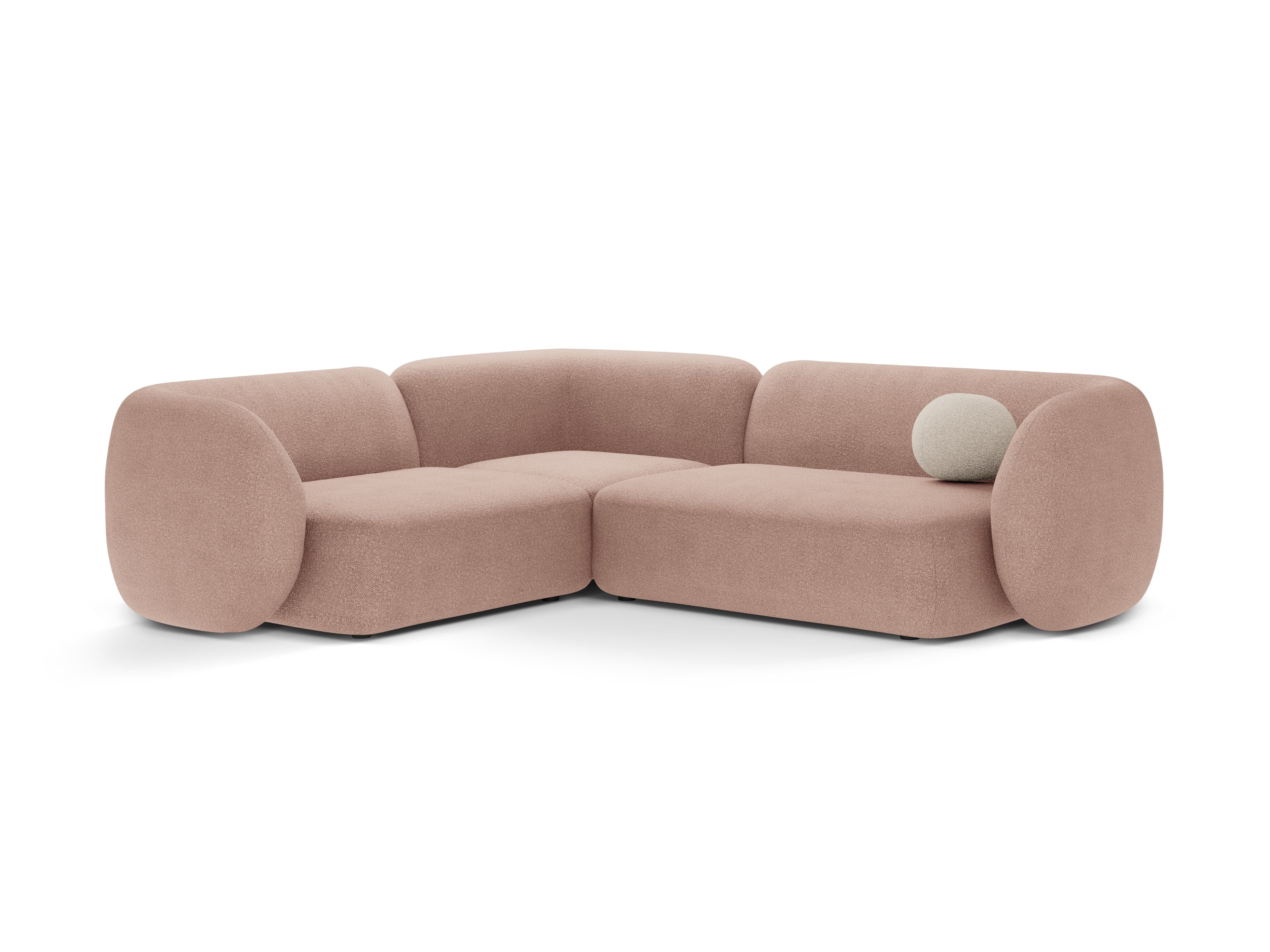 Left-facing 4-seater sofa KATE pink boucle