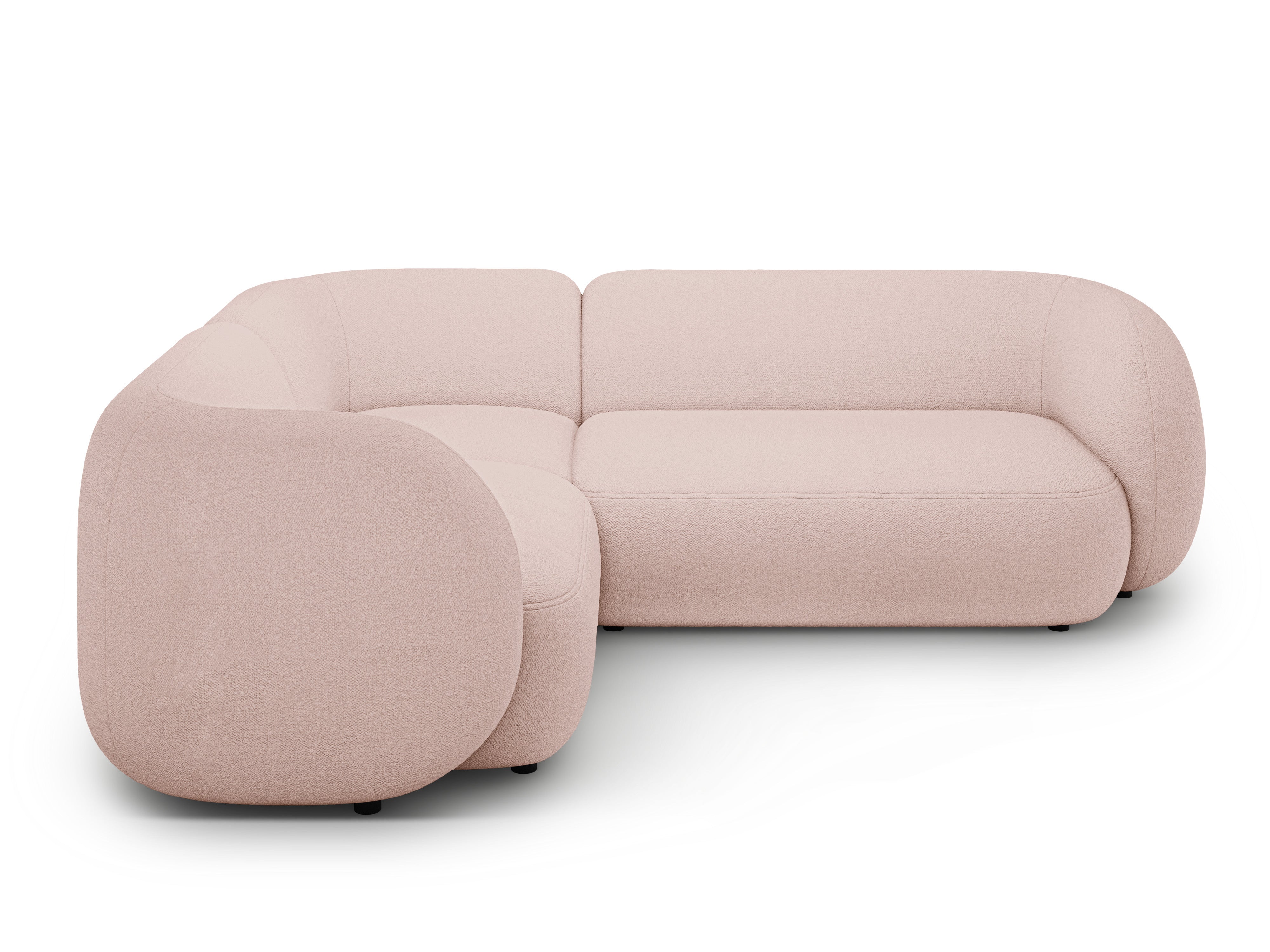 Linksseitige 4-Sitzer-Eckcouch KATE in rosa Boucle