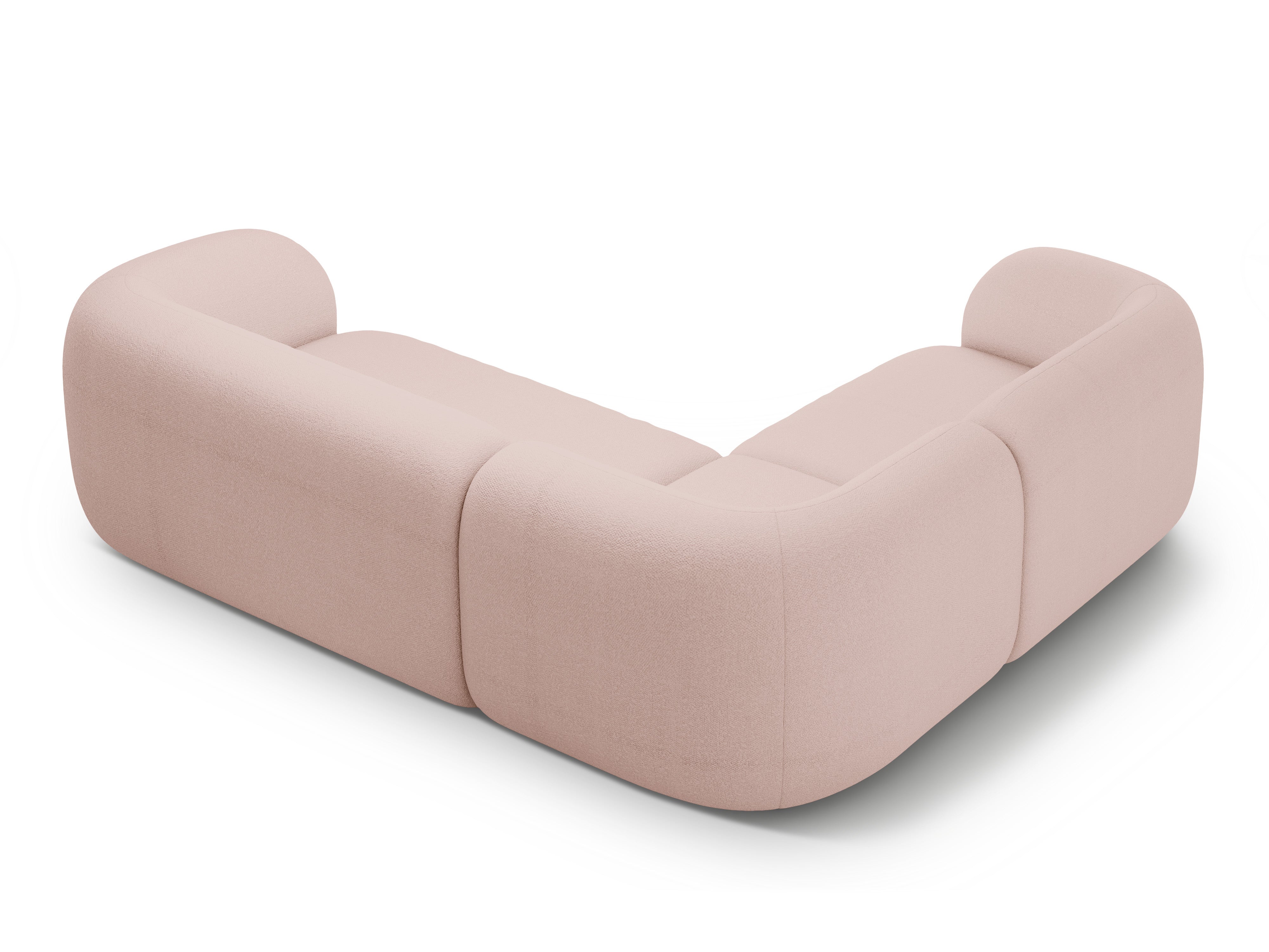 Linksseitige 4-Sitzer-Eckcouch KATE in rosa Boucle