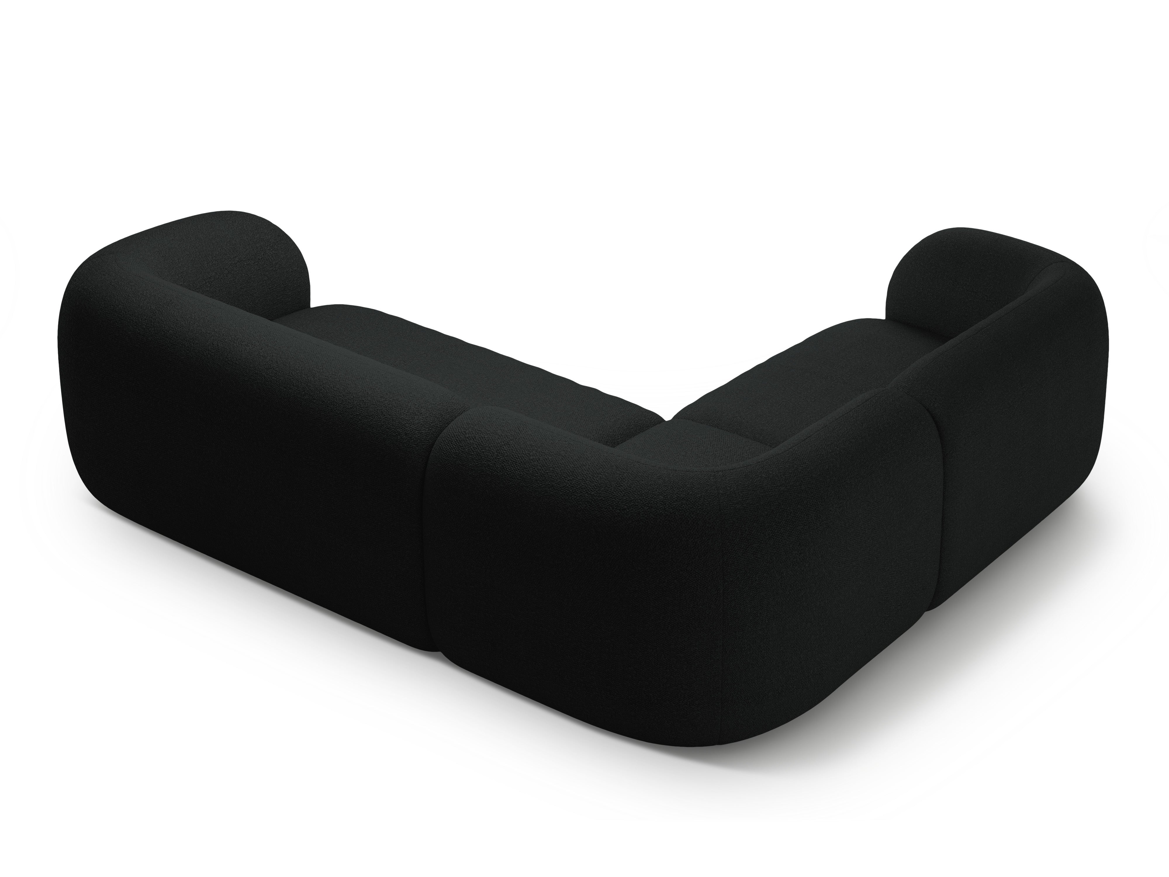 Left-sided corner sofa for 4 people KATE black boucle