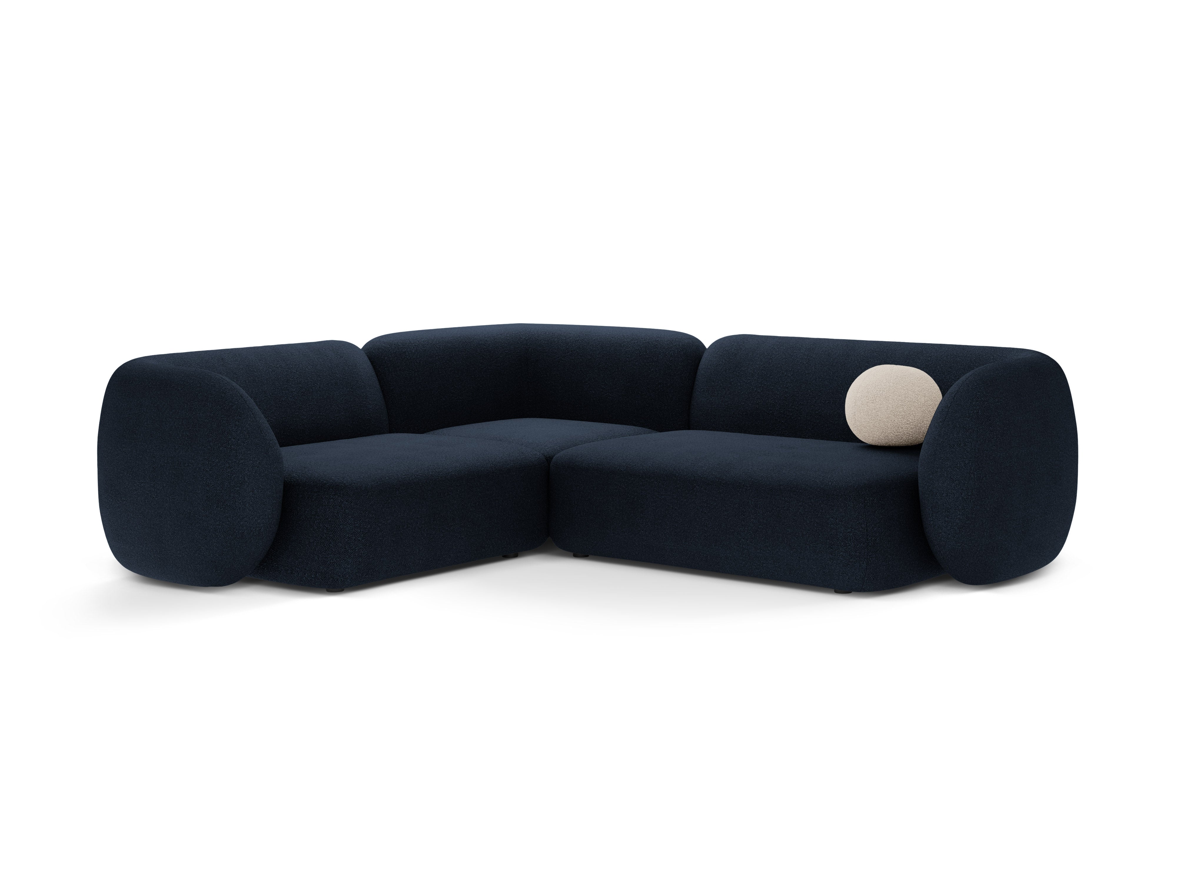 Left-sided corner sofa for 4 people KATE navy blue boucle