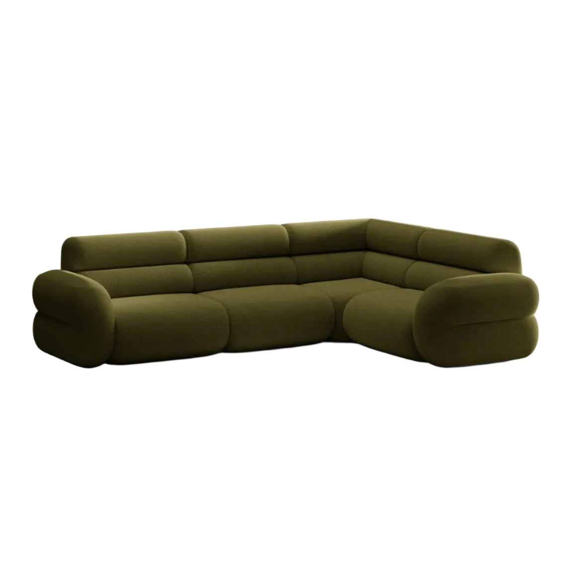 Right-facing L-shaped NEO olive boucle corner sofa