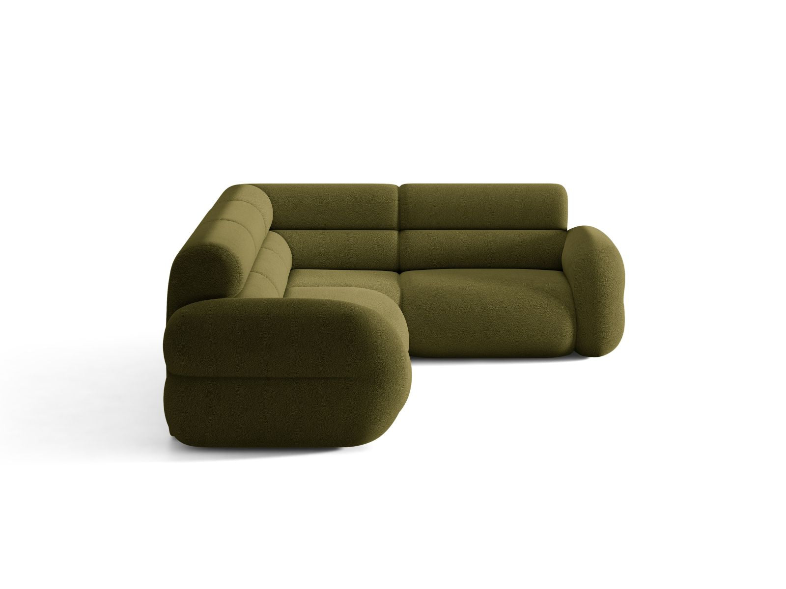 Right-facing L-shaped NEO olive boucle corner sofa