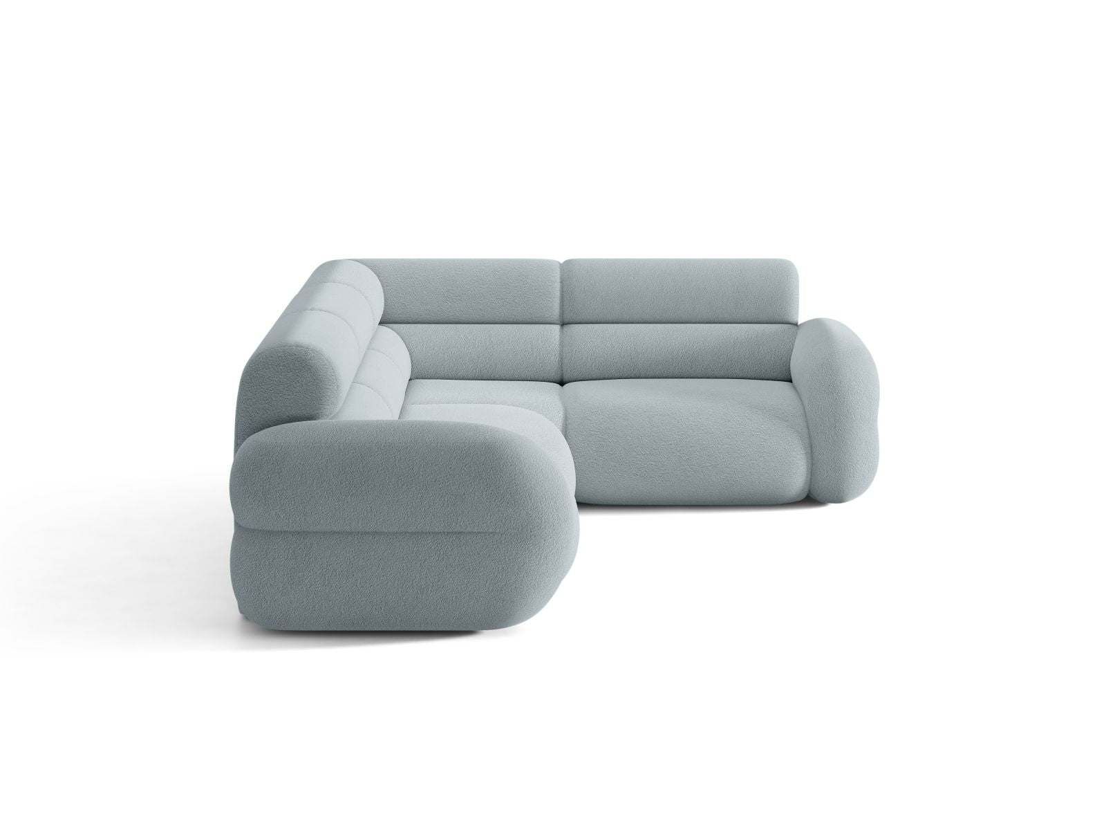 Right-facing L-shaped corner sofa NEO in blue boucle