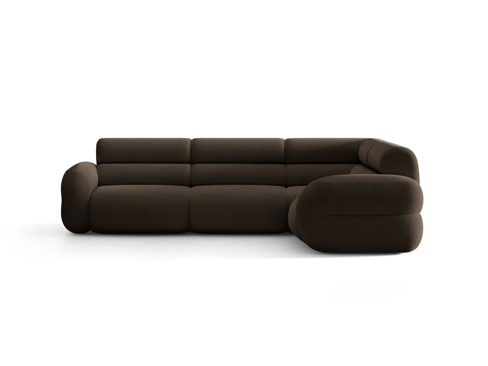 Right-facing L-shaped NEO brown boucle corner sofa