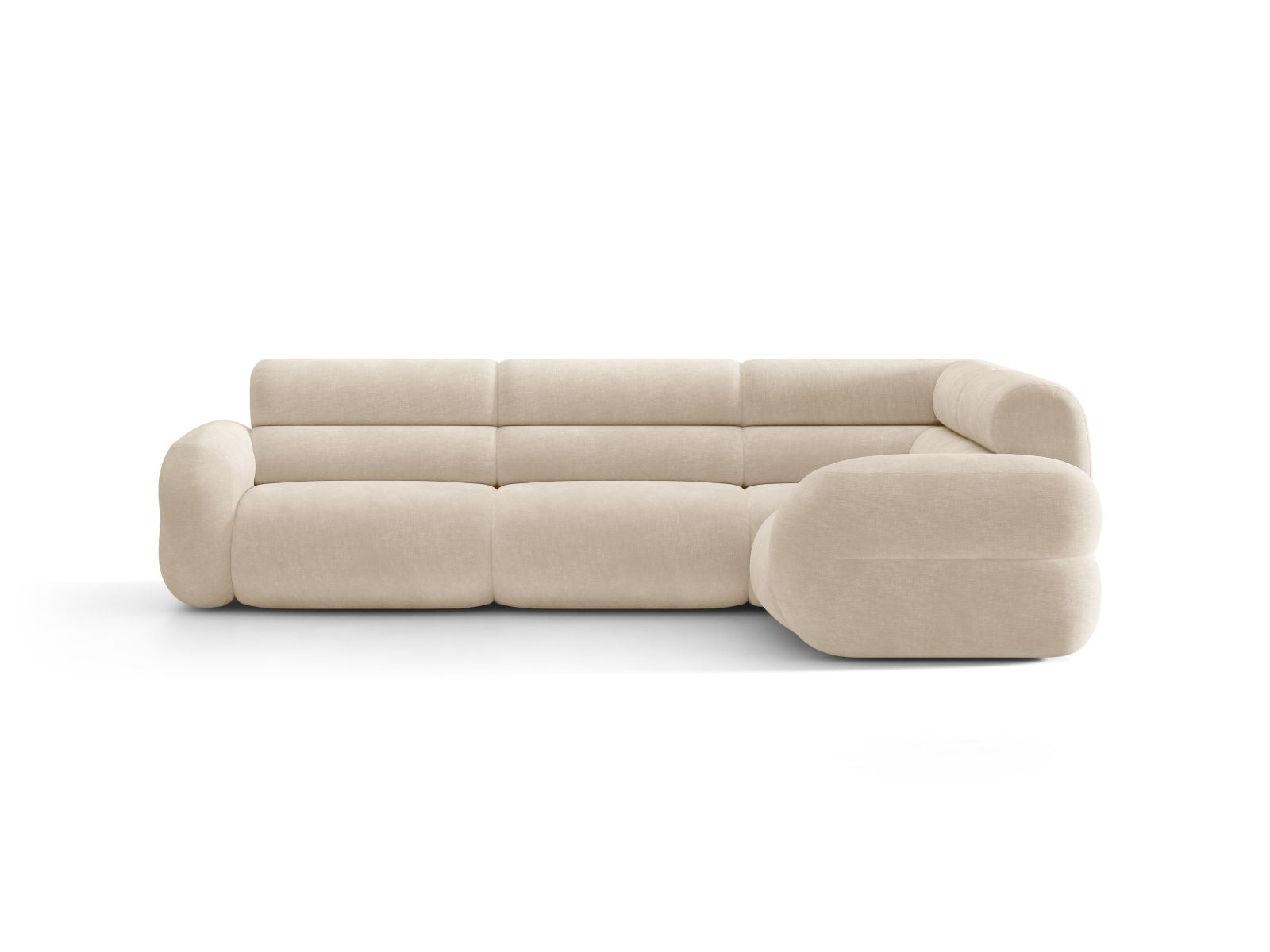 Right-facing L-shaped NEO corner sofa in light beige chenille