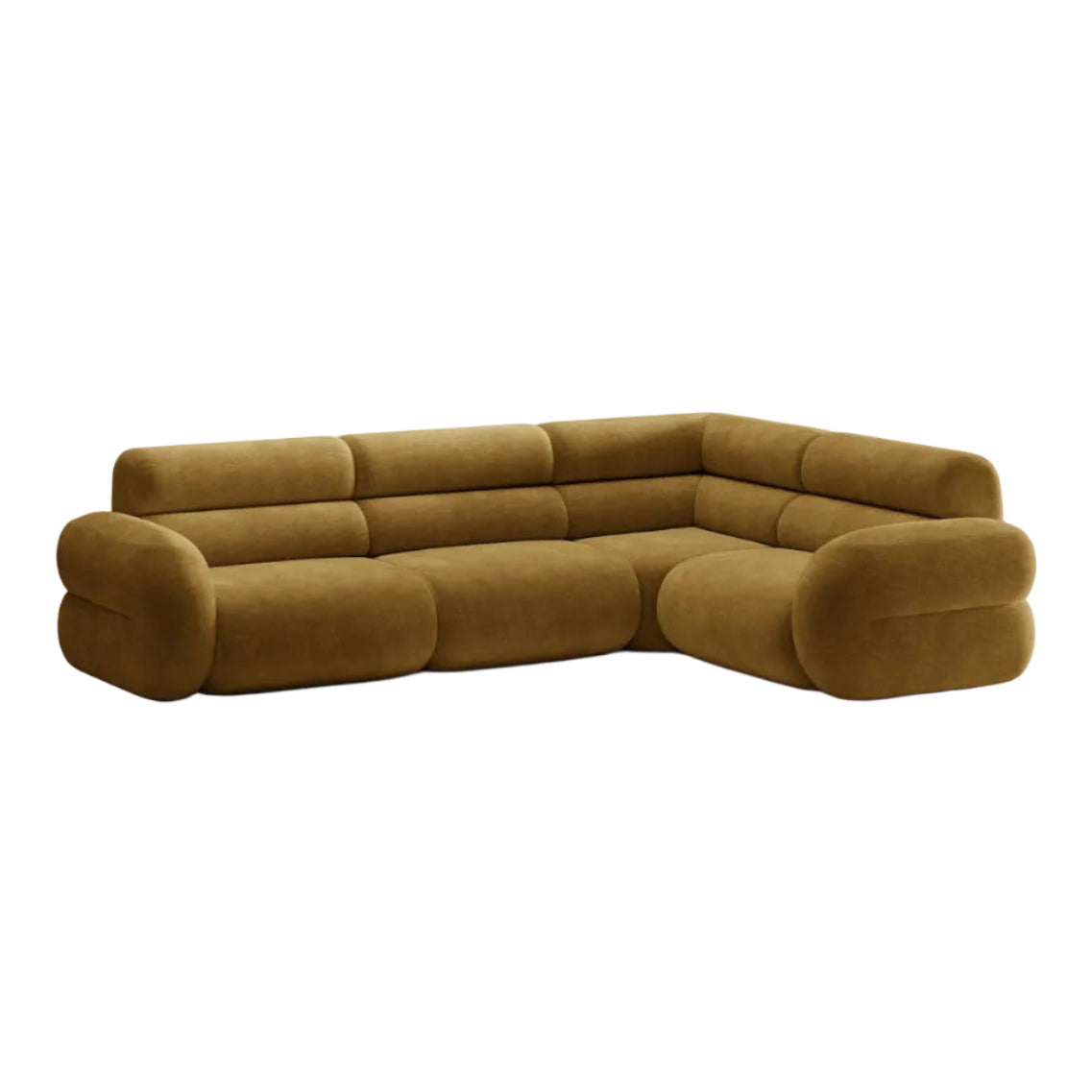 Right-facing L-shaped NEO mustard chenille corner sofa