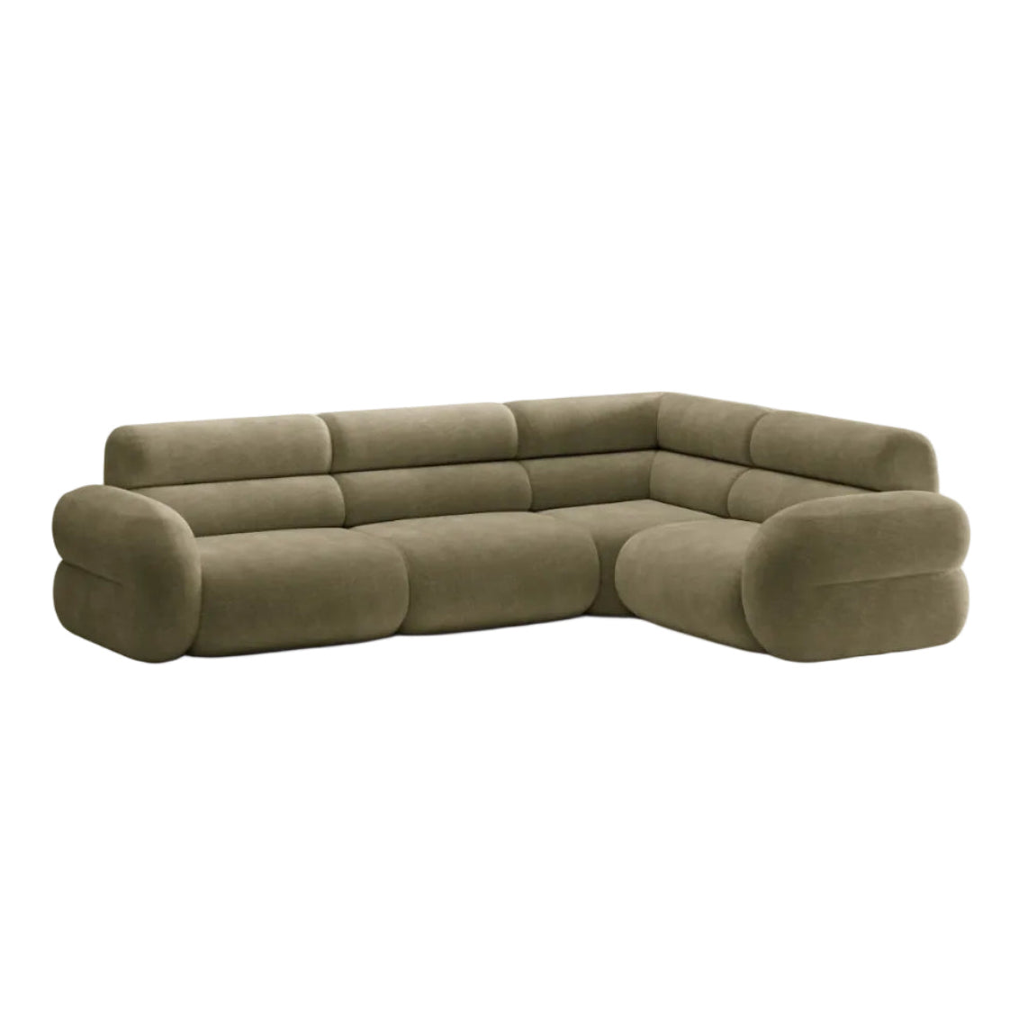 Right-facing L-shaped NEO olive chenille corner sofa
