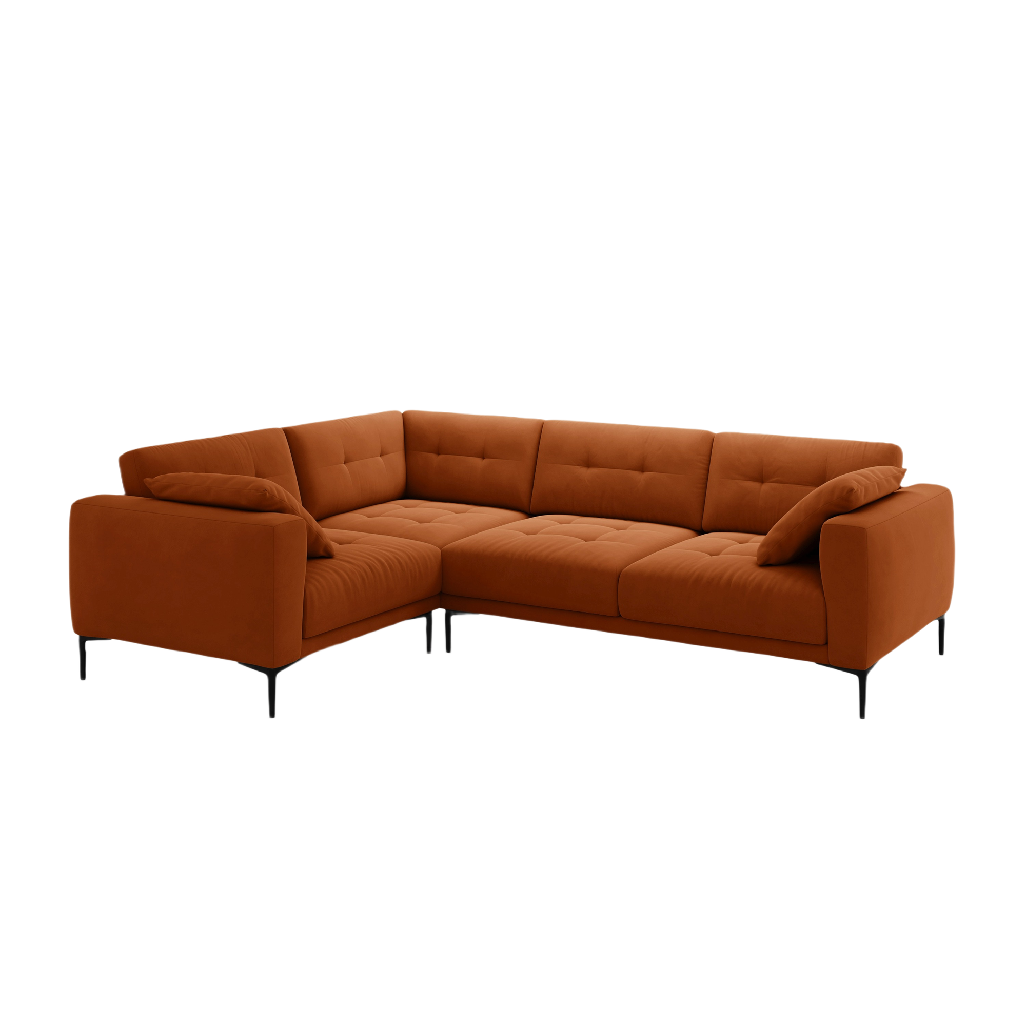 Samt-Ecksofa in L-Form links BEMY terracotta