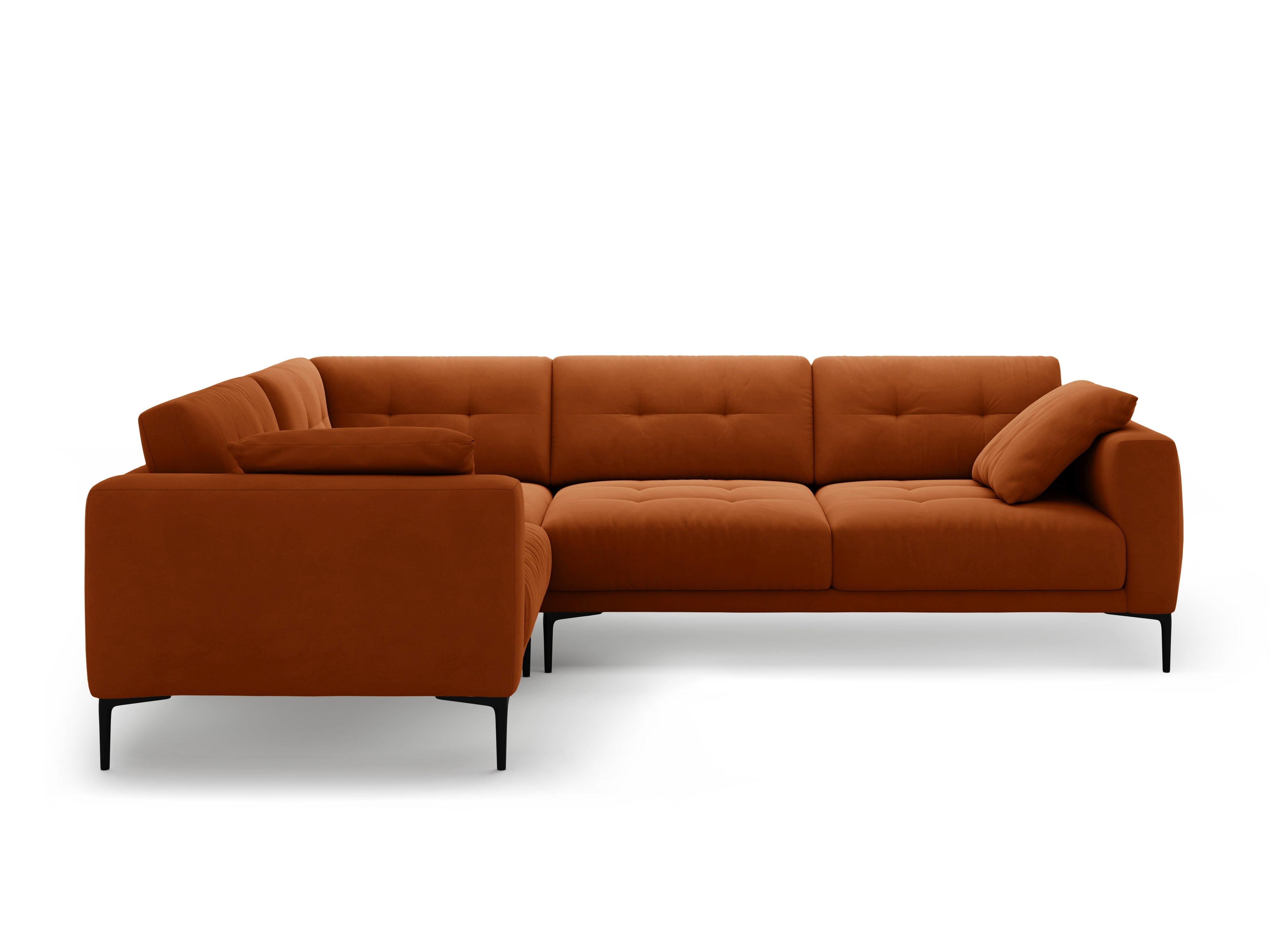 Samt-Ecksofa in L-Form links BEMY terracotta
