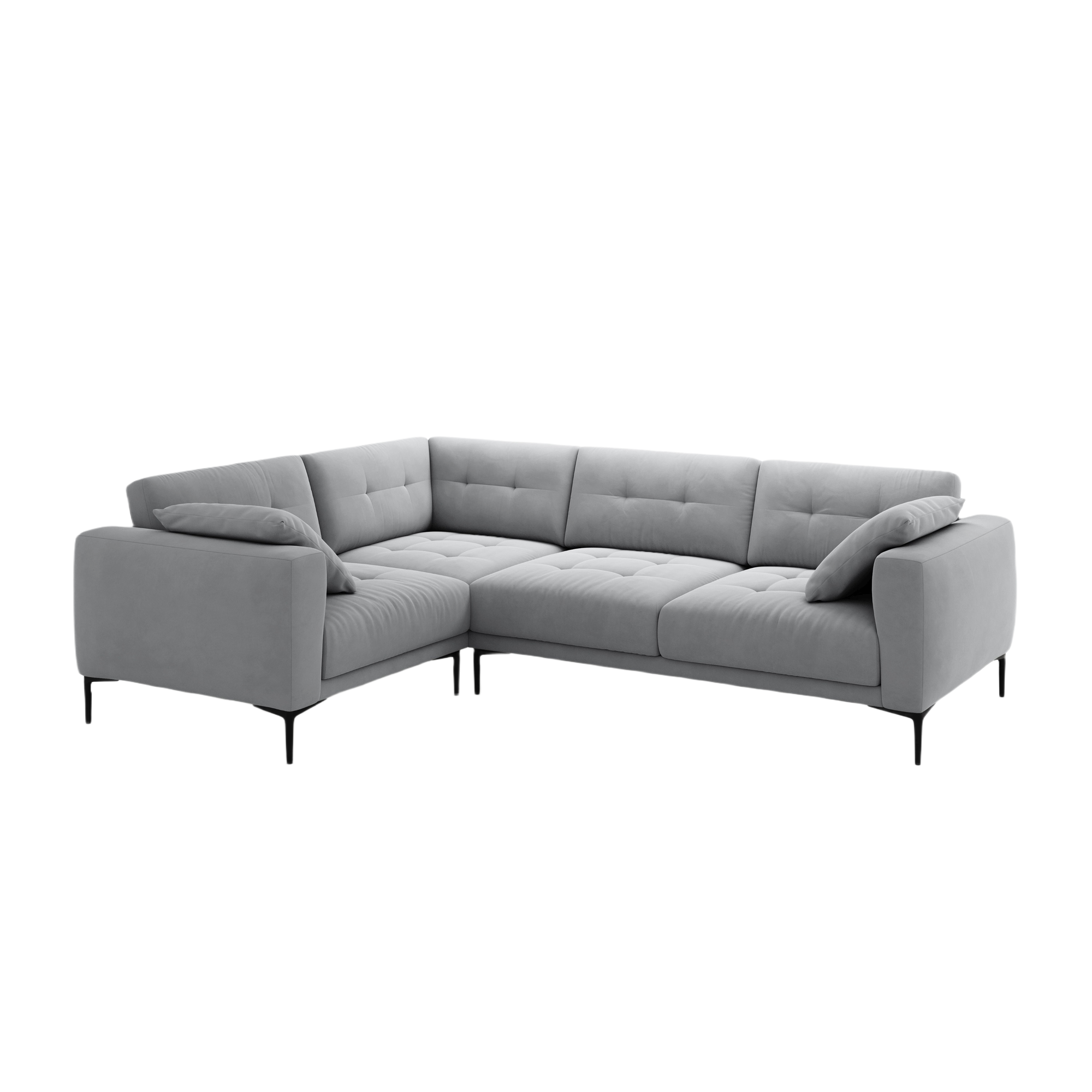 Left-facing velvet L-shaped corner sofa BEMY gray