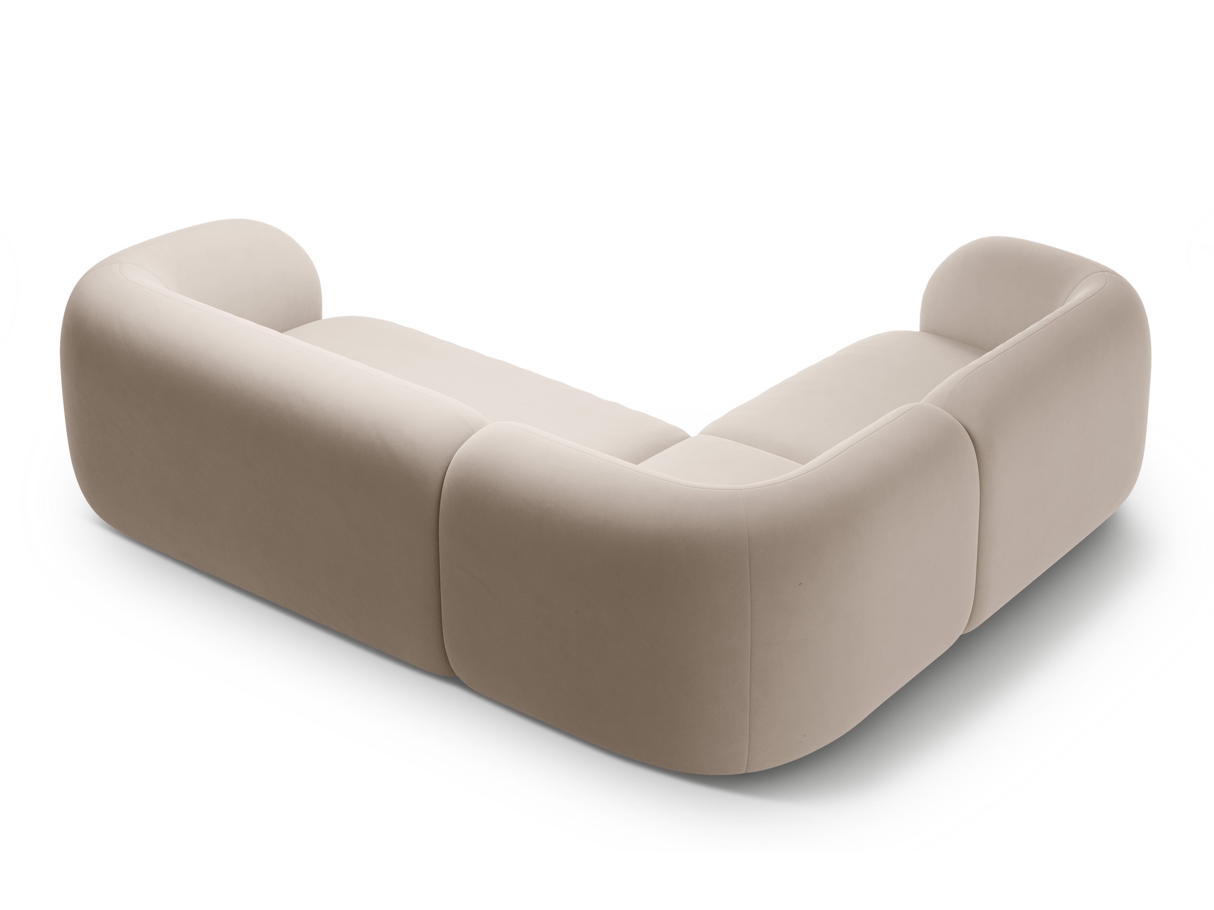 Velvet corner sofa left-sided for 4 people KATE beige