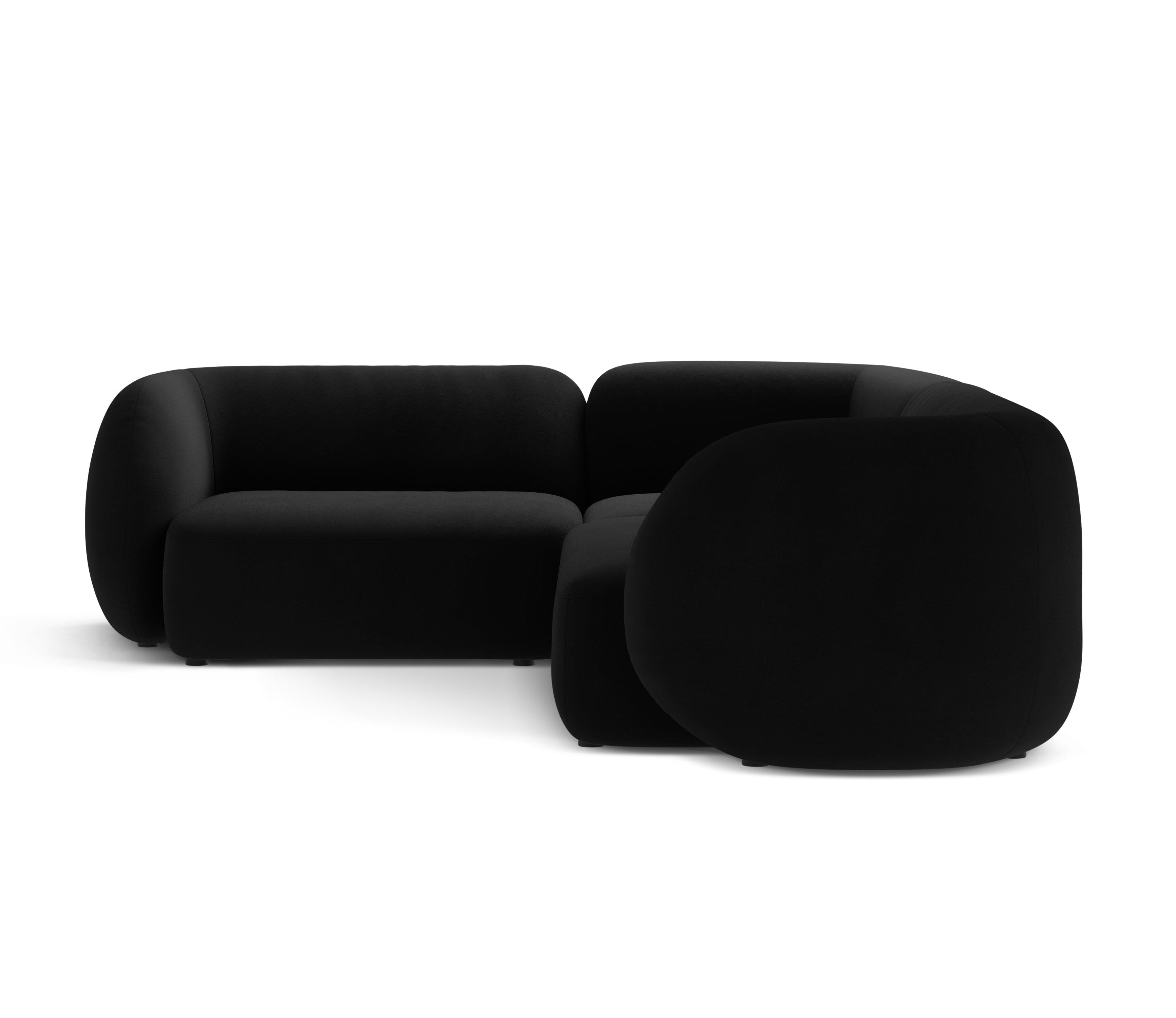 Kate Left-Facing Velvet Sofa for Four - Black