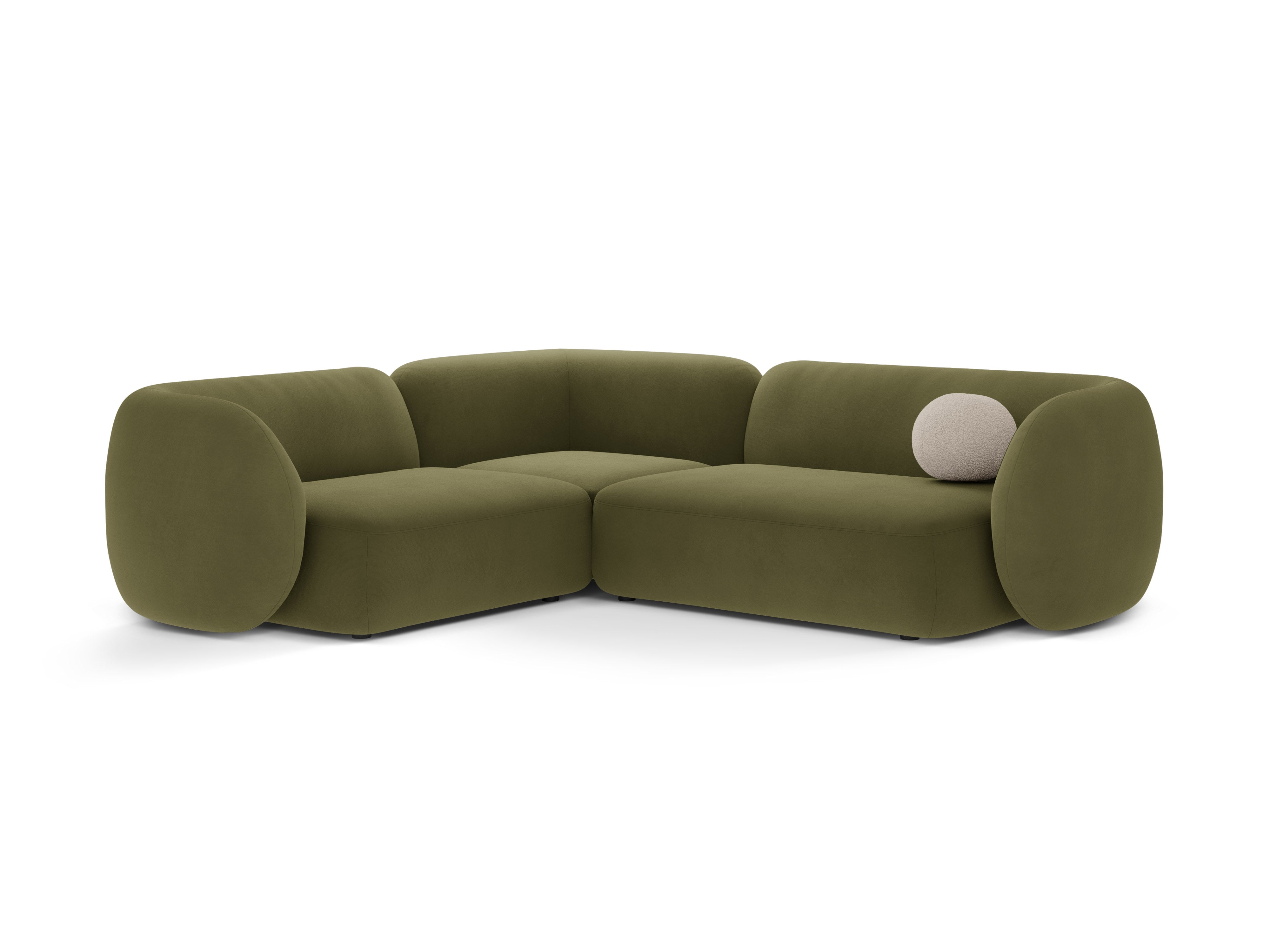 Green left-facing velvet corner sofa for 4 people KATE