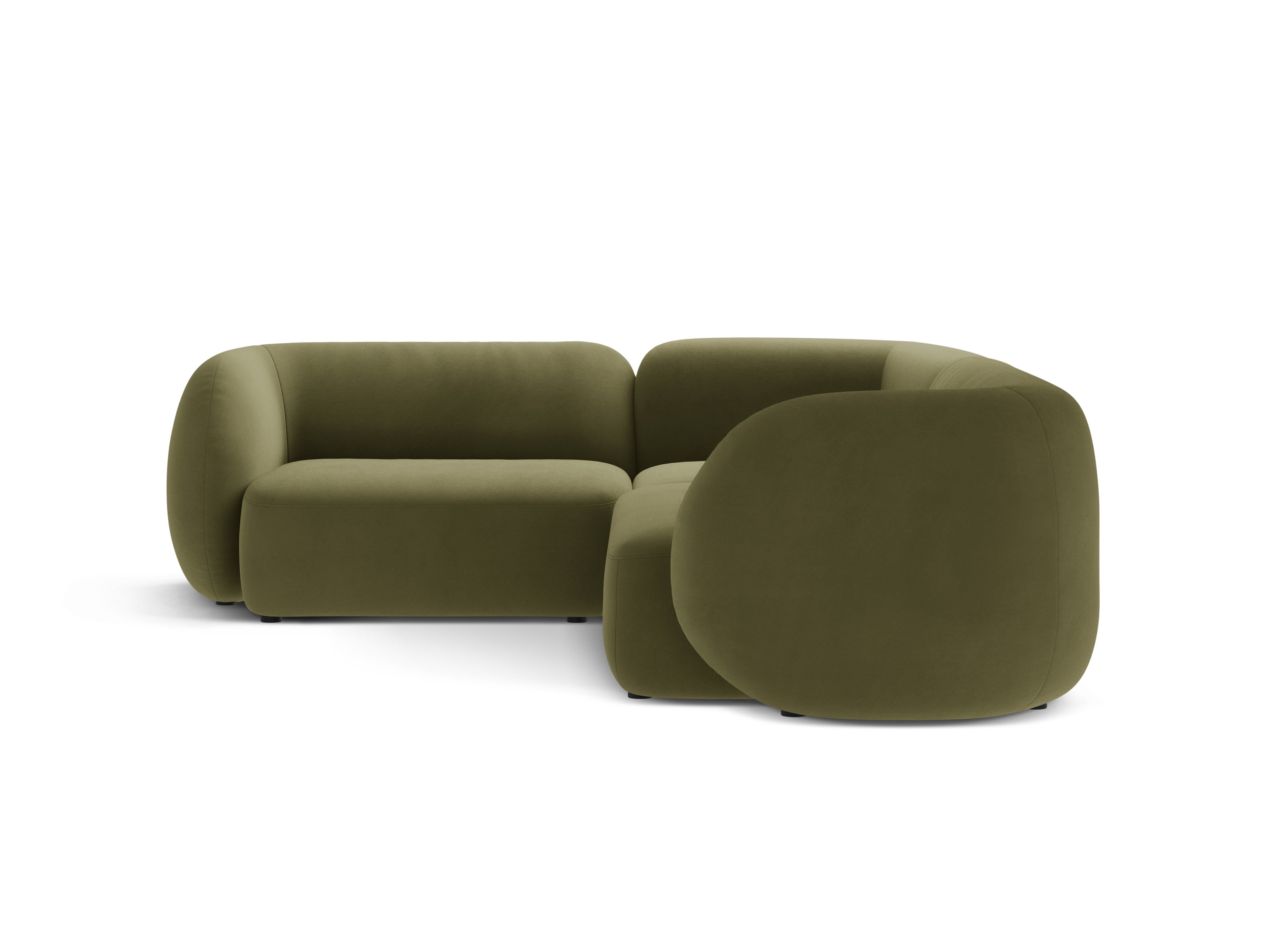 Green left-facing velvet corner sofa for 4 people KATE