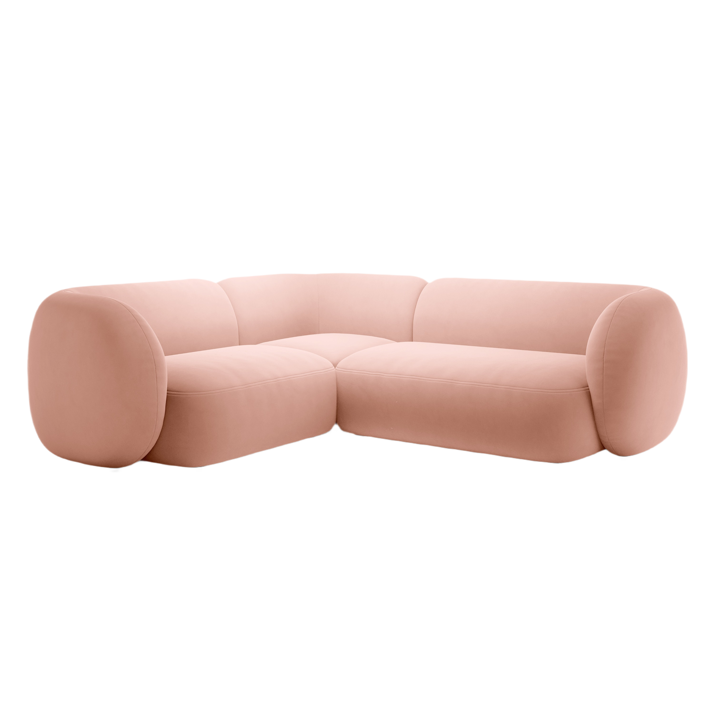 Velvet corner sofa left-sided for 4 people KATE pink