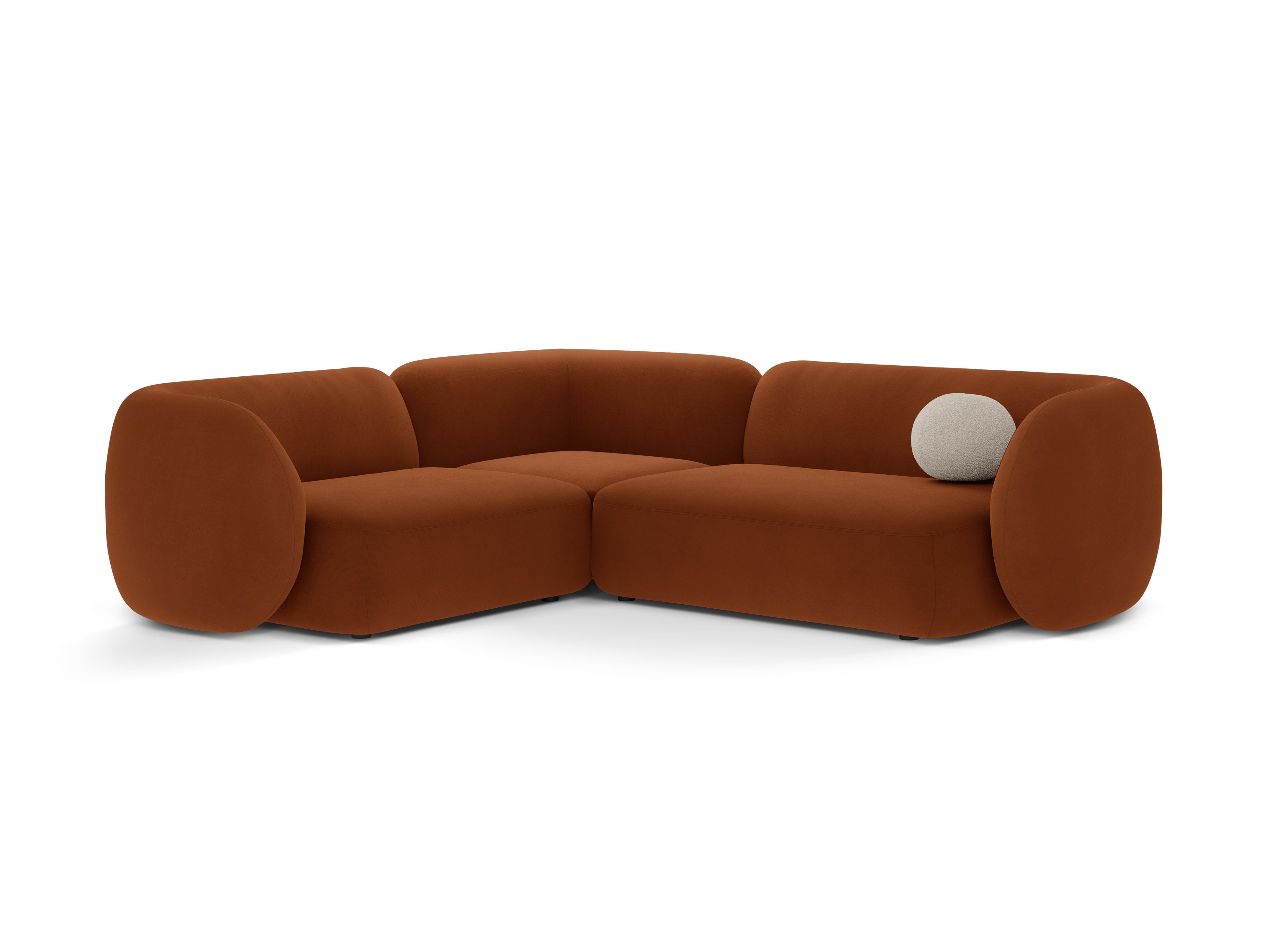 Velvet corner sofa left-sided for 4 people KATE terracotta