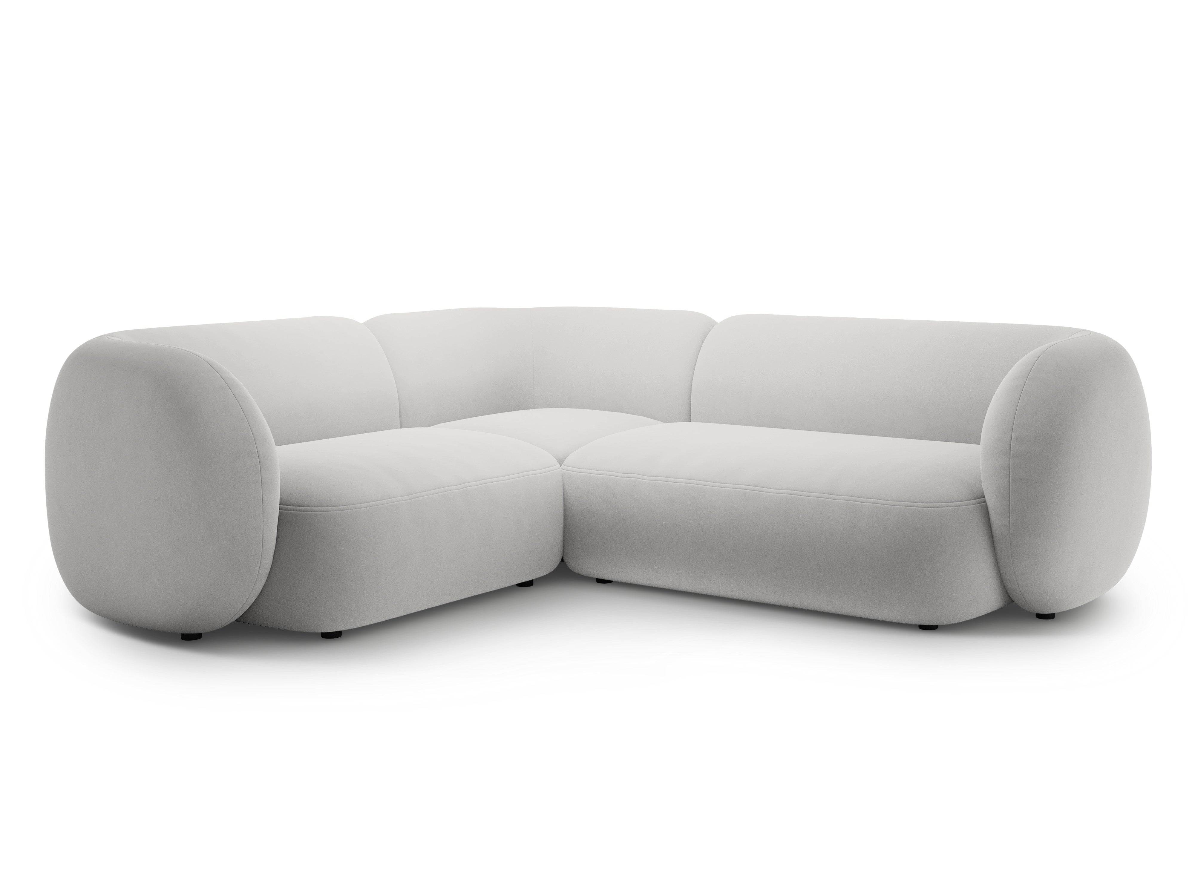 Samt-Ecksofa linksseitig für 4 Personen KATE hellgrau