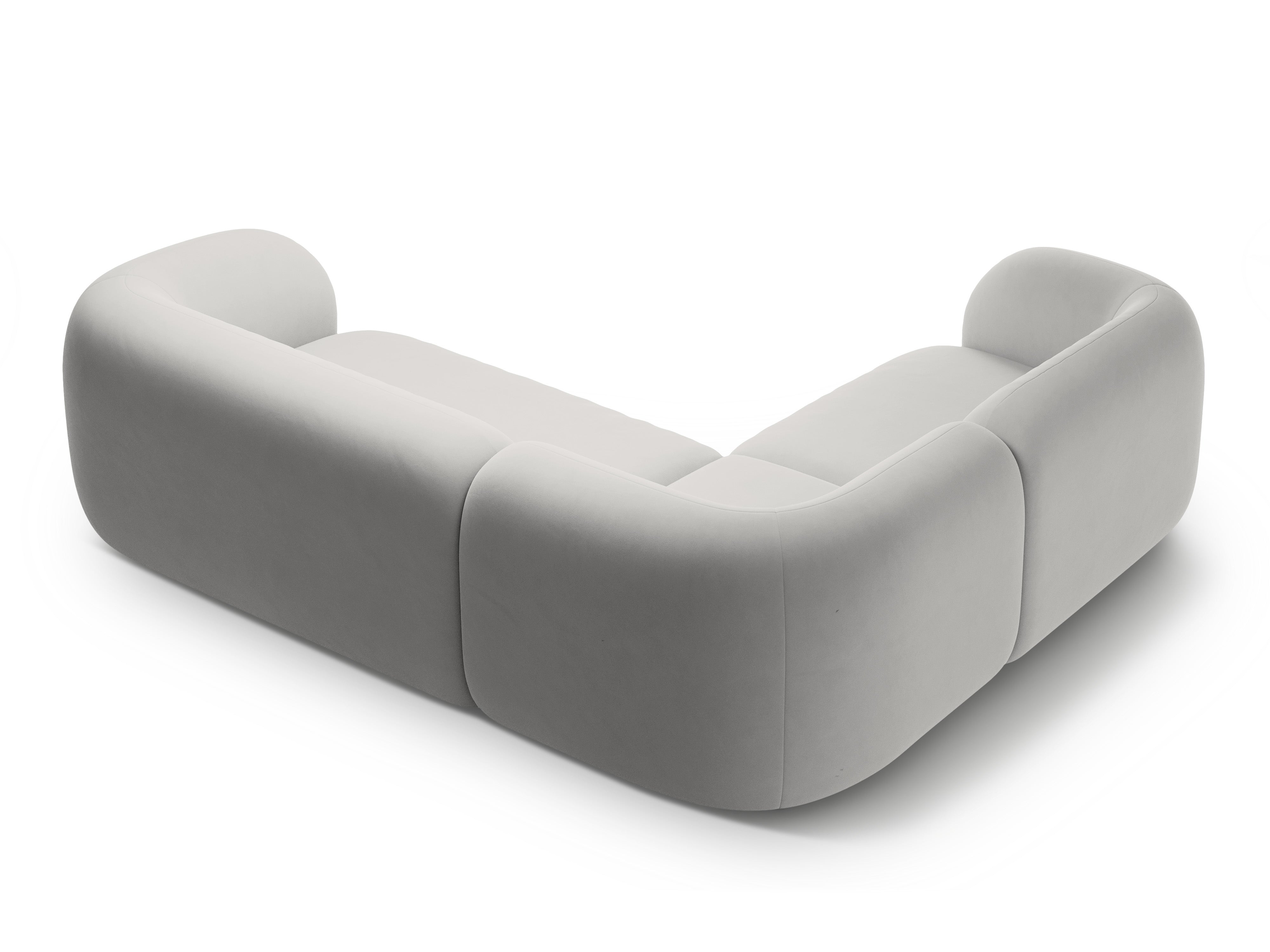 Samt-Ecksofa linksseitig für 4 Personen KATE hellgrau