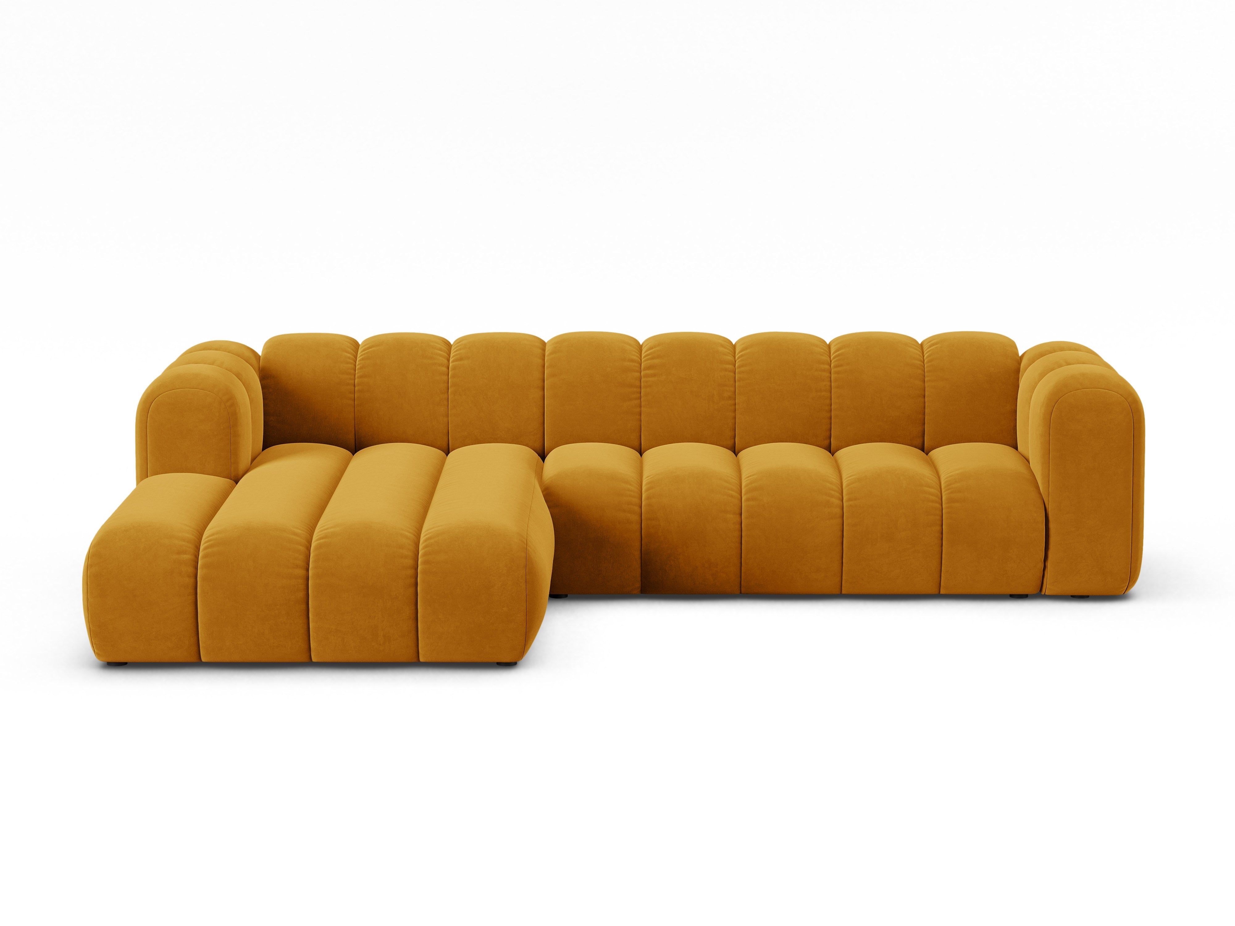 Velvet corner sofa for 4 people, left-sided LUPINE mustard