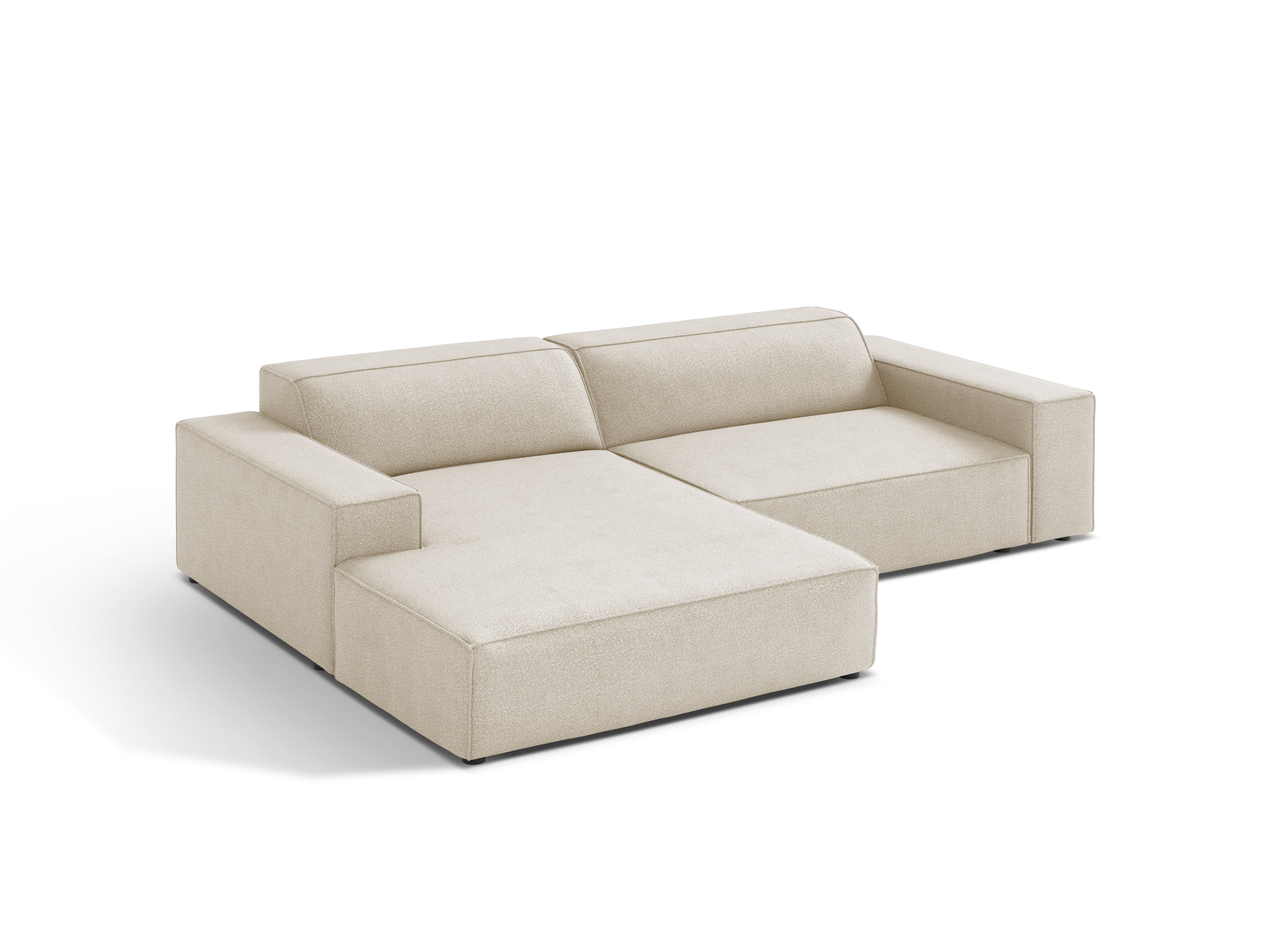 Left-facing 3-seater sofa JODIE in beige boucle