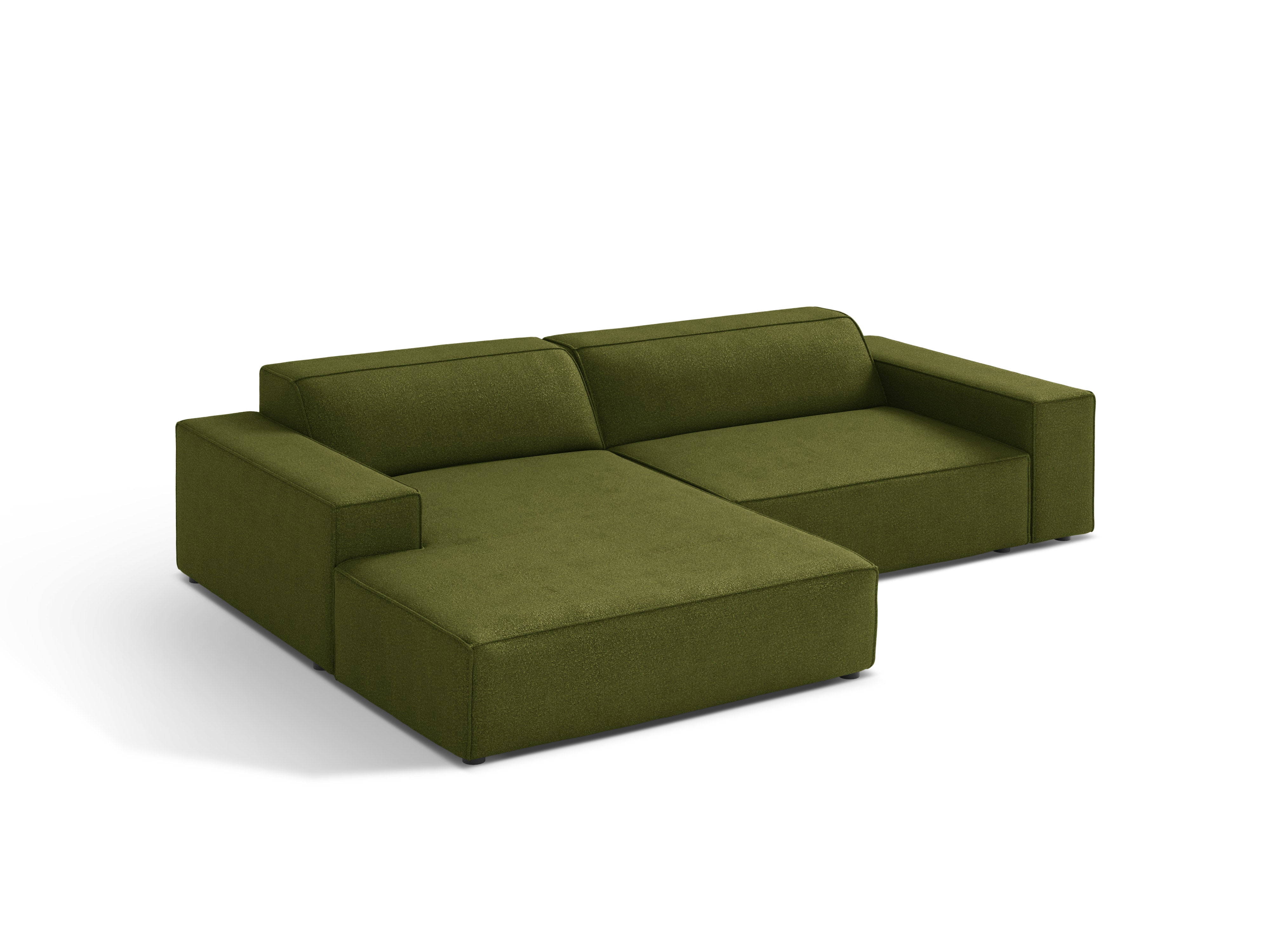 Left-facing 3-seater sofa JODIE in olive boucle