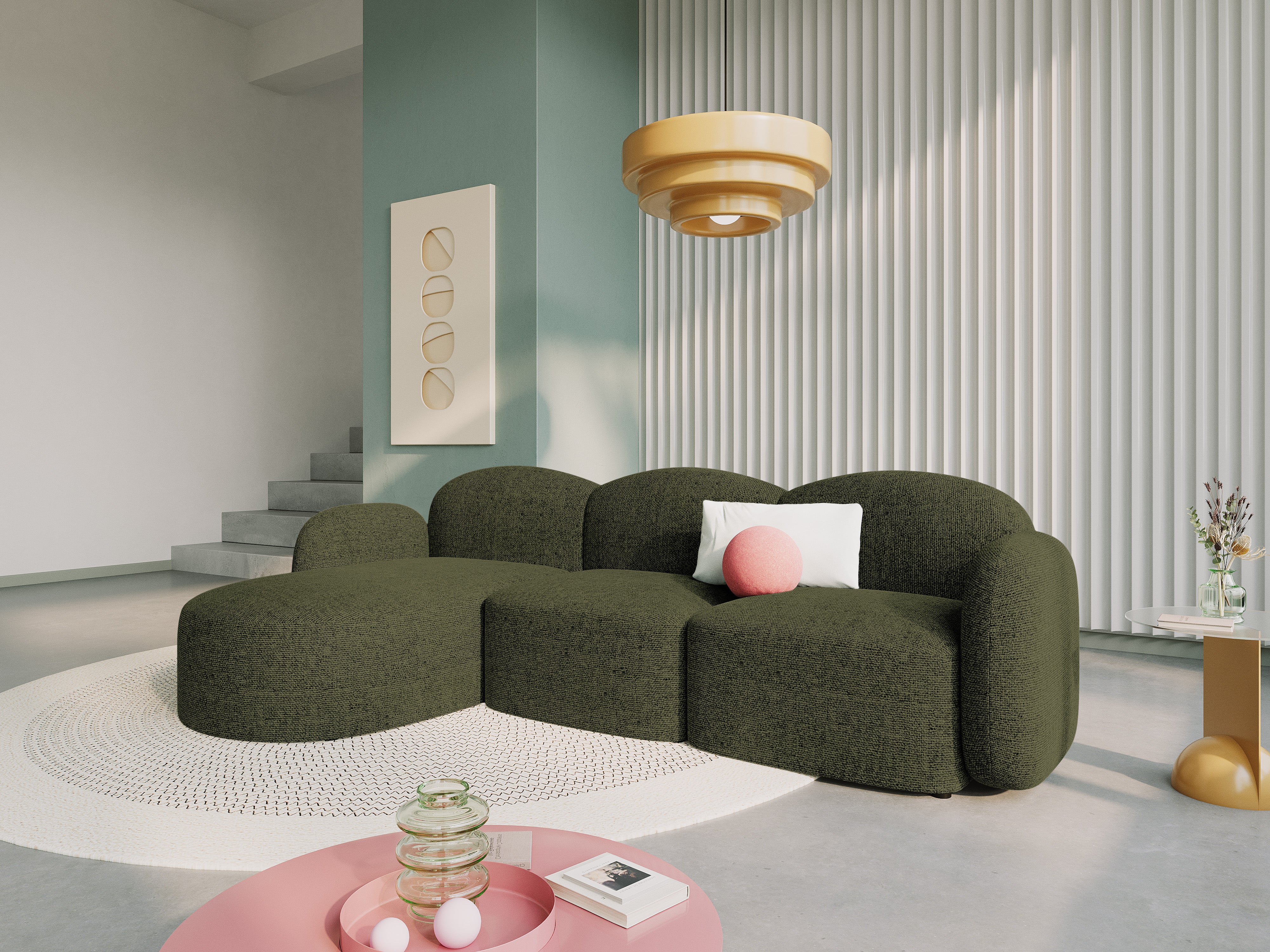 Narożnik lewostronny 5-osobowy BLAIR szenil zielony melanż Micadoni Eye on Design