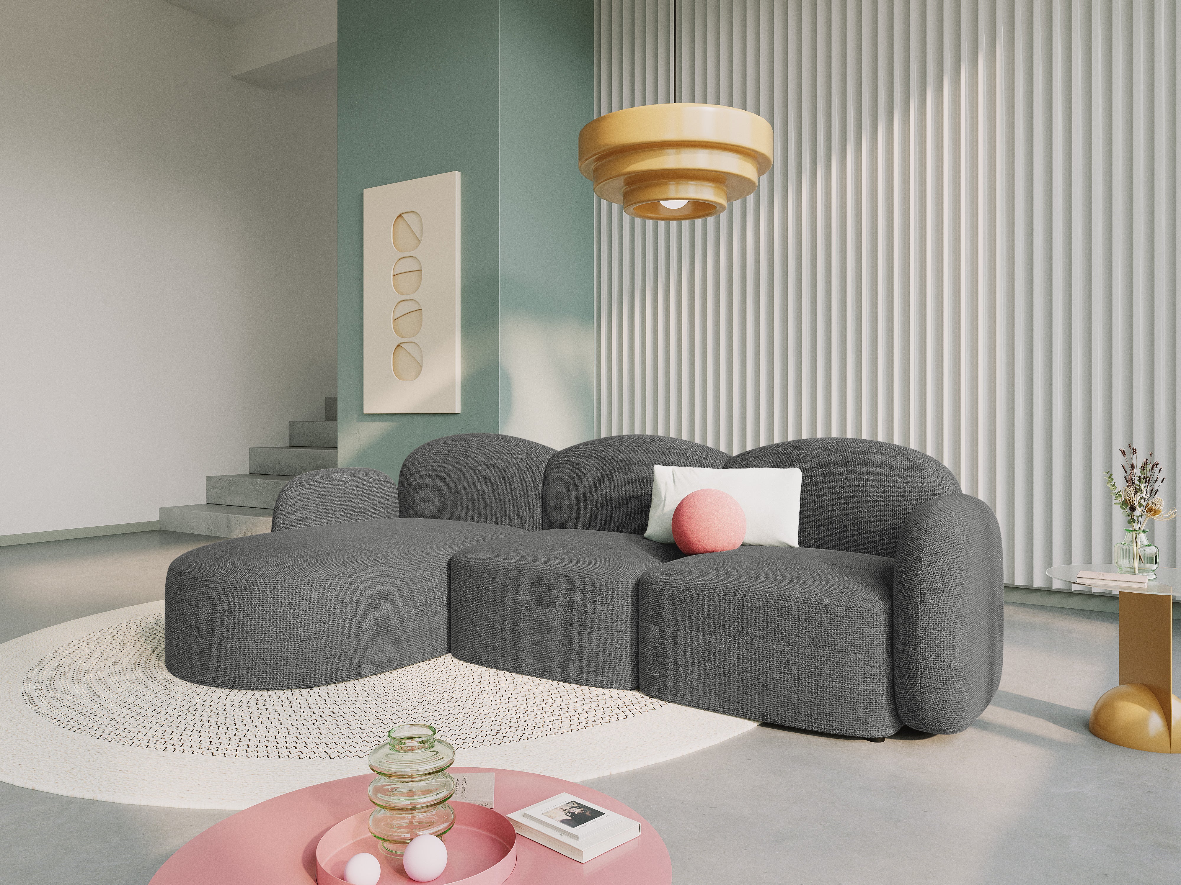 Narożnik lewostronny 5-osobowy BLAIR szenil ciemnoszary melanż Micadoni Eye on Design