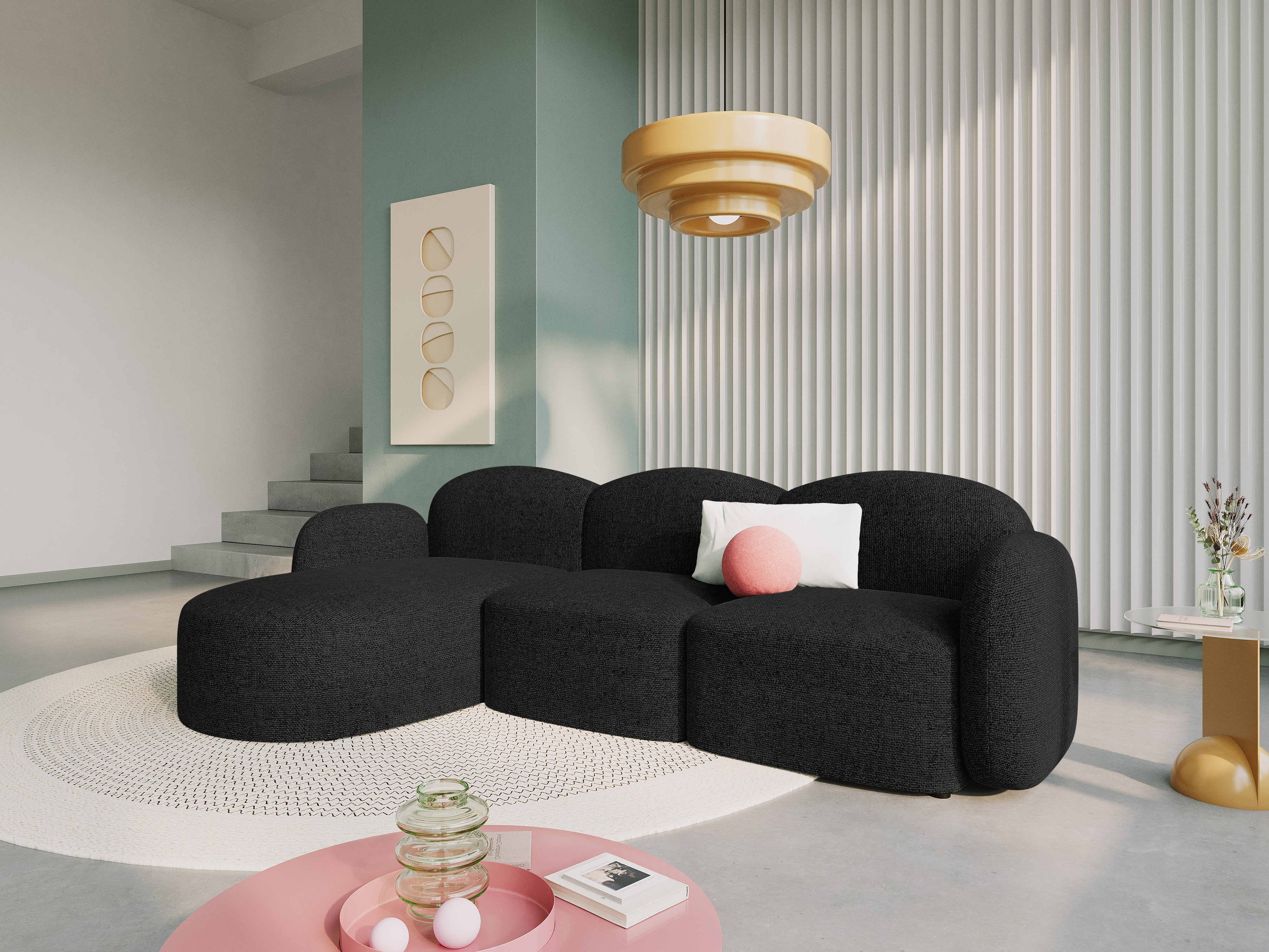 Narożnik lewostronny 5-osobowy BLAIR szenil czarny melanż Micadoni Eye on Design