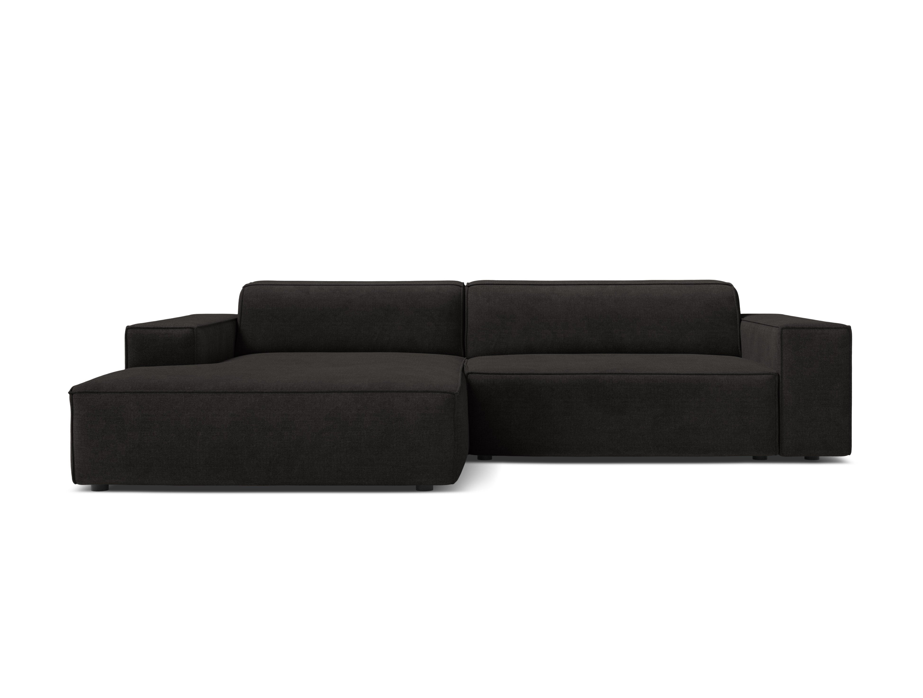 Left-facing 3-seater sofa JODIE in black tweed