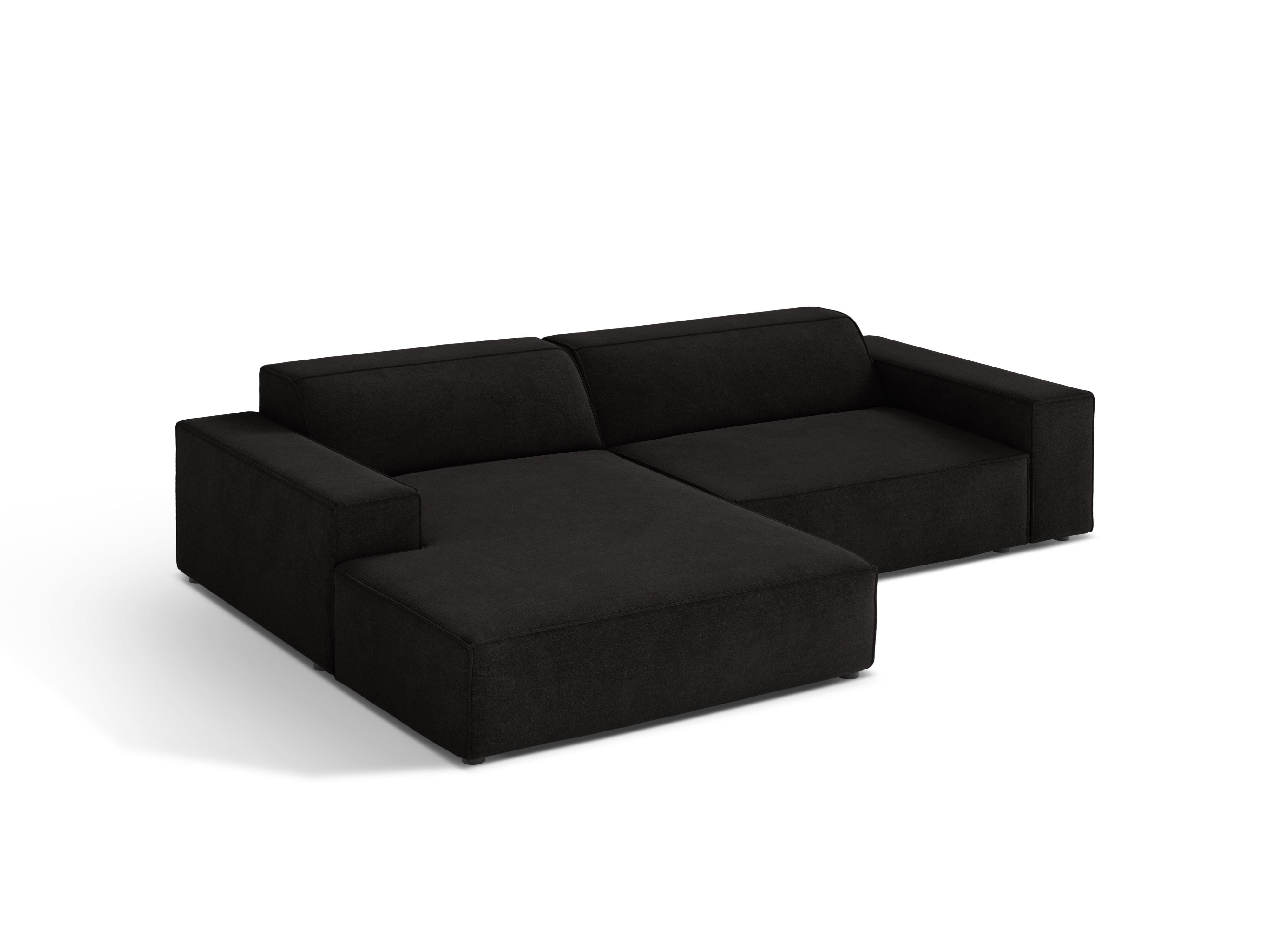 Left-facing 3-seater sofa JODIE in black tweed