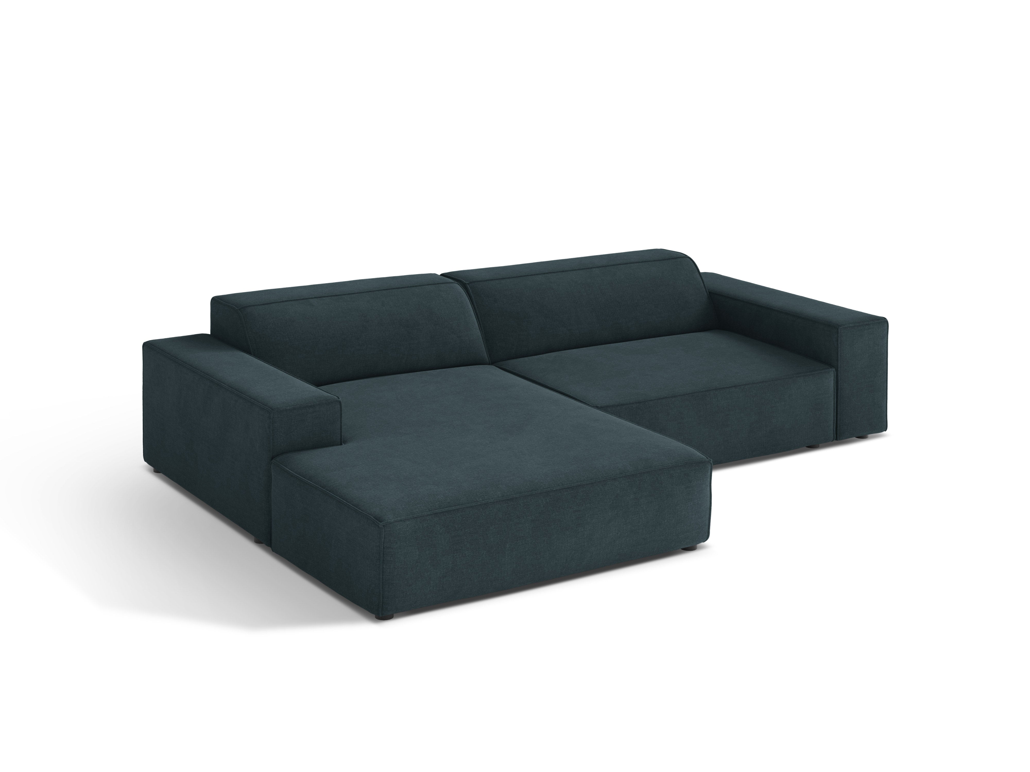 Left-facing 3-seater sofa JODIE in deep petrol tweed