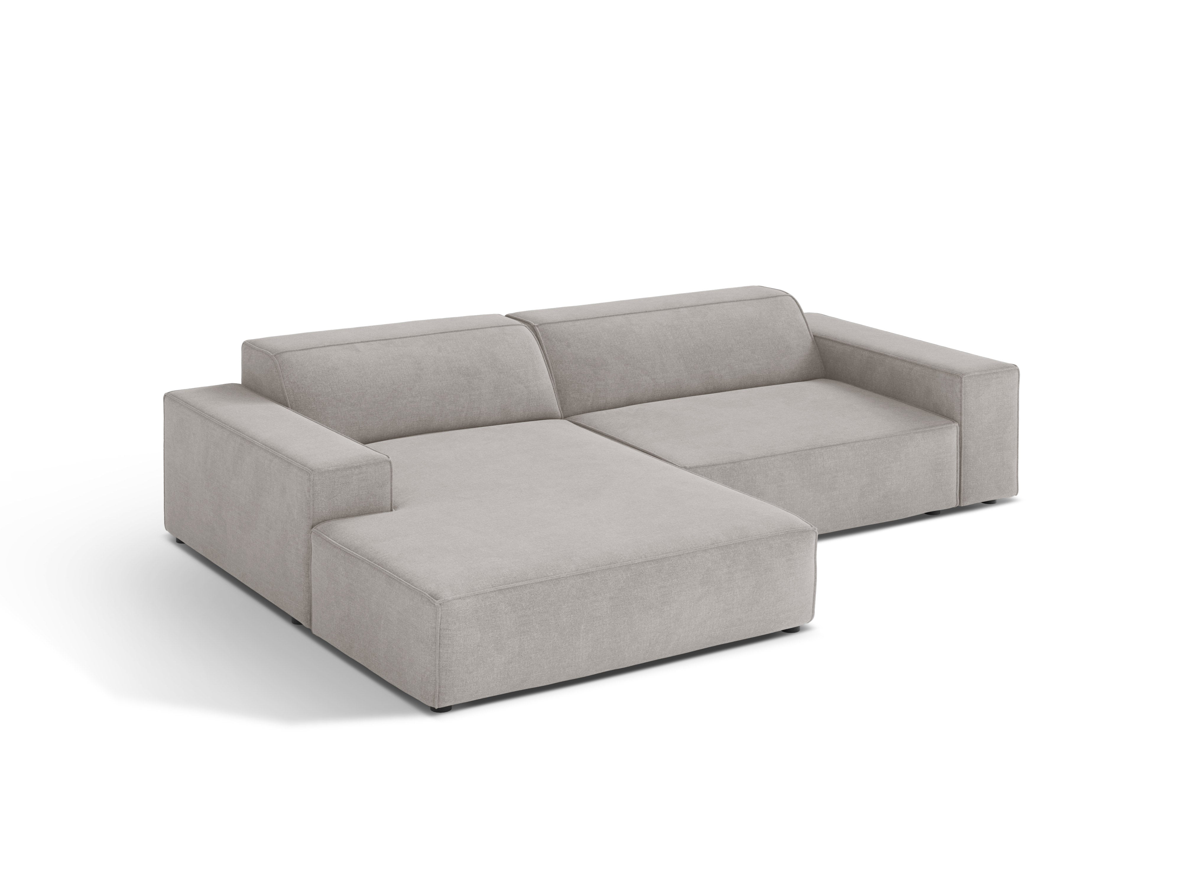 Left-facing 3-seater sofa JODIE in light gray tweed