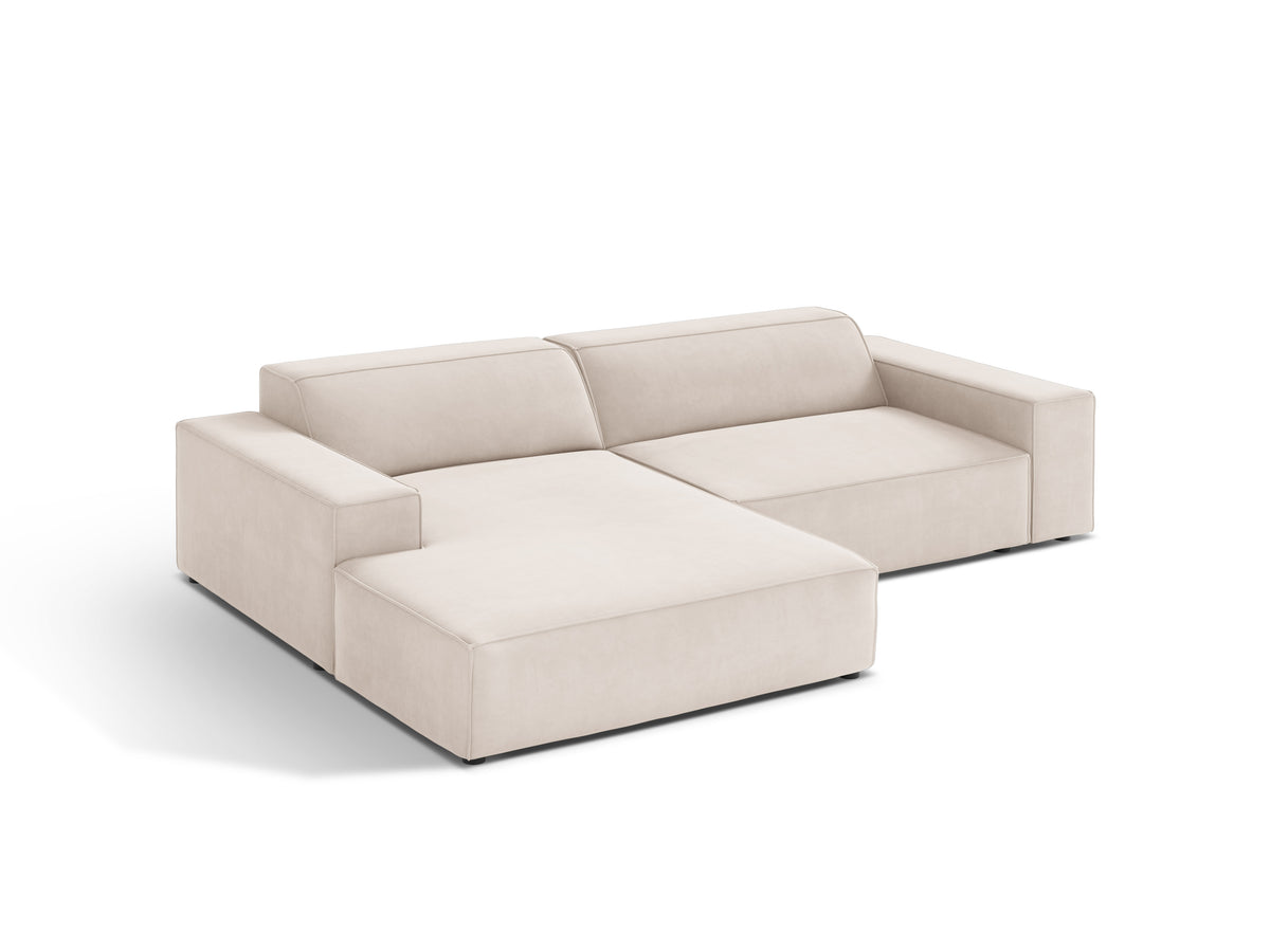 Left-facing 3-seater sofa JODIE in light beige velvet